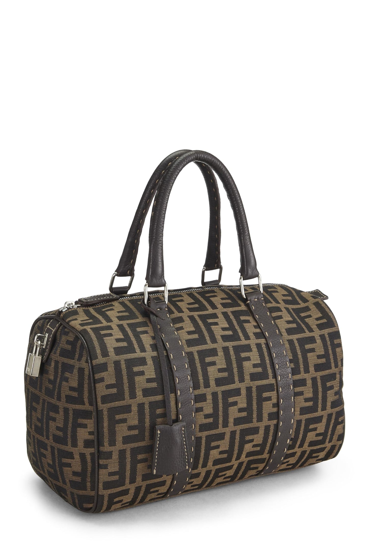 Fendi, Zucca Canvas Selleria Handbag Medium, Brown