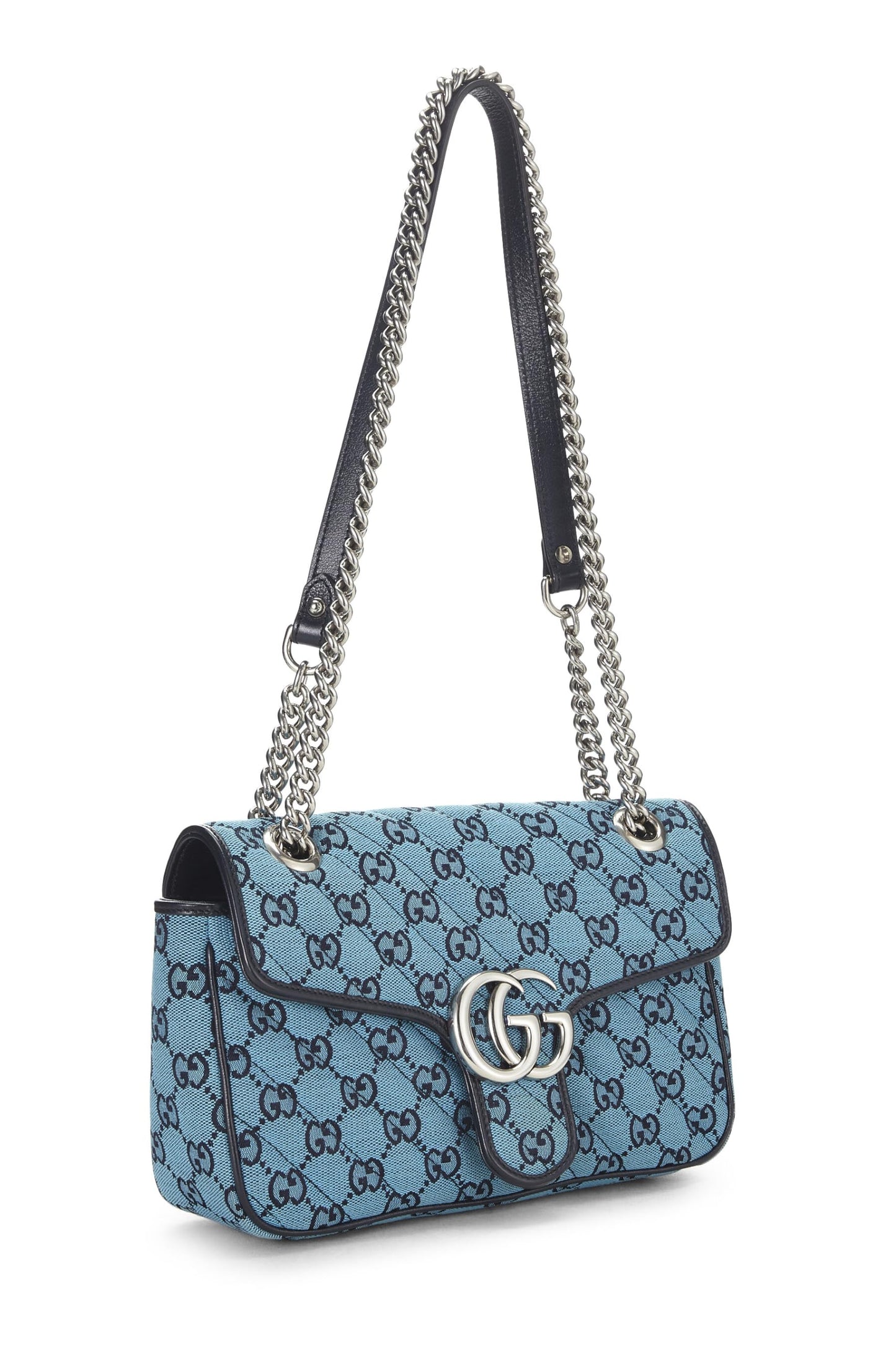 Gucci, Blue GG Canvas Marmont Shoulder Bag Small, Blue