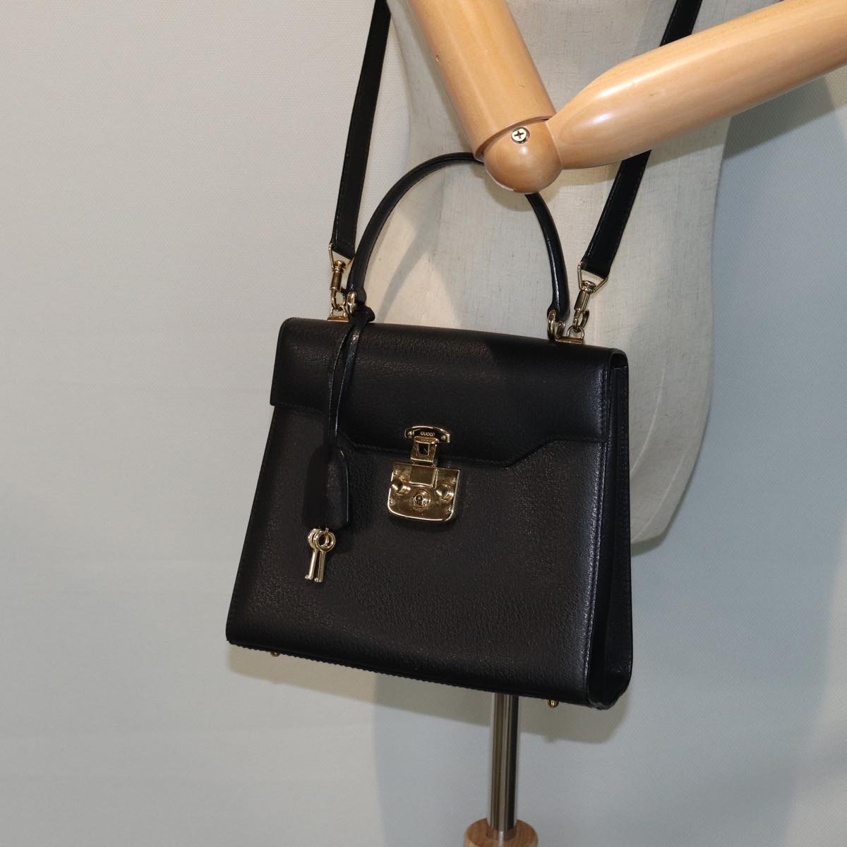 GUCCI Ready Lock Hand Bag Leather 2way Black 000 2026 0258 81897