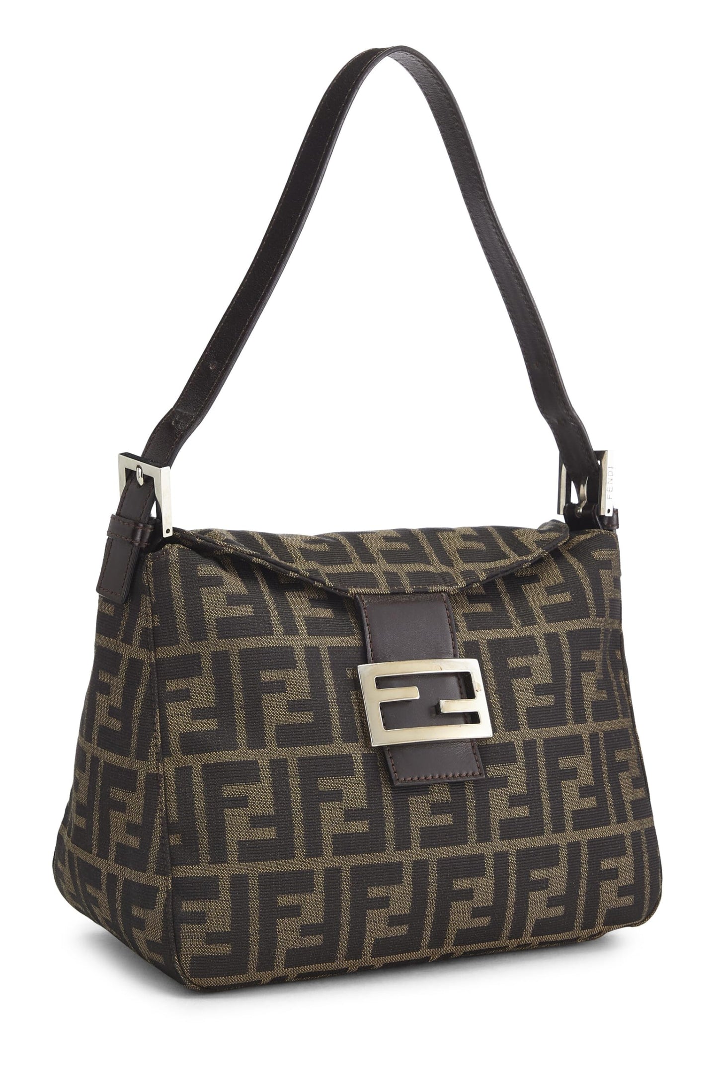 Fendi, Brown Zucca Canvas Shoulder Bag, Brown