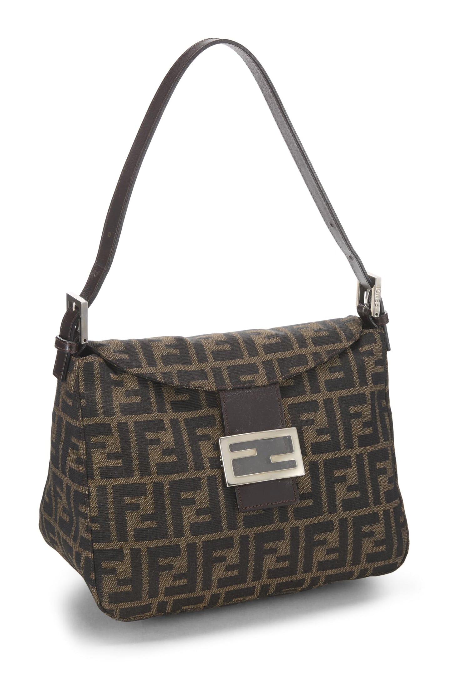 Fendi, Brown Zucca Canvas Shoulder Bag, Brown