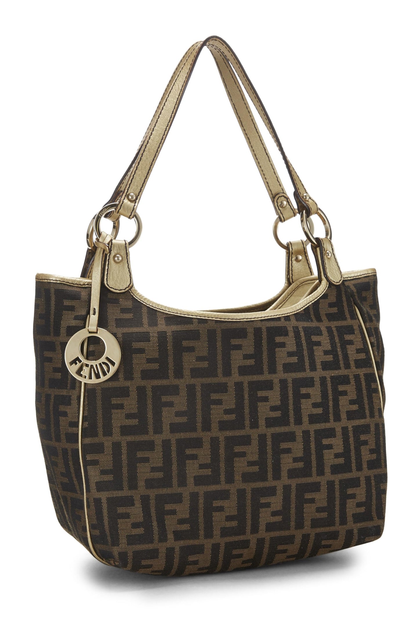 Fendi, Gold Zucca Canvas Shoulder Bag, Gold
