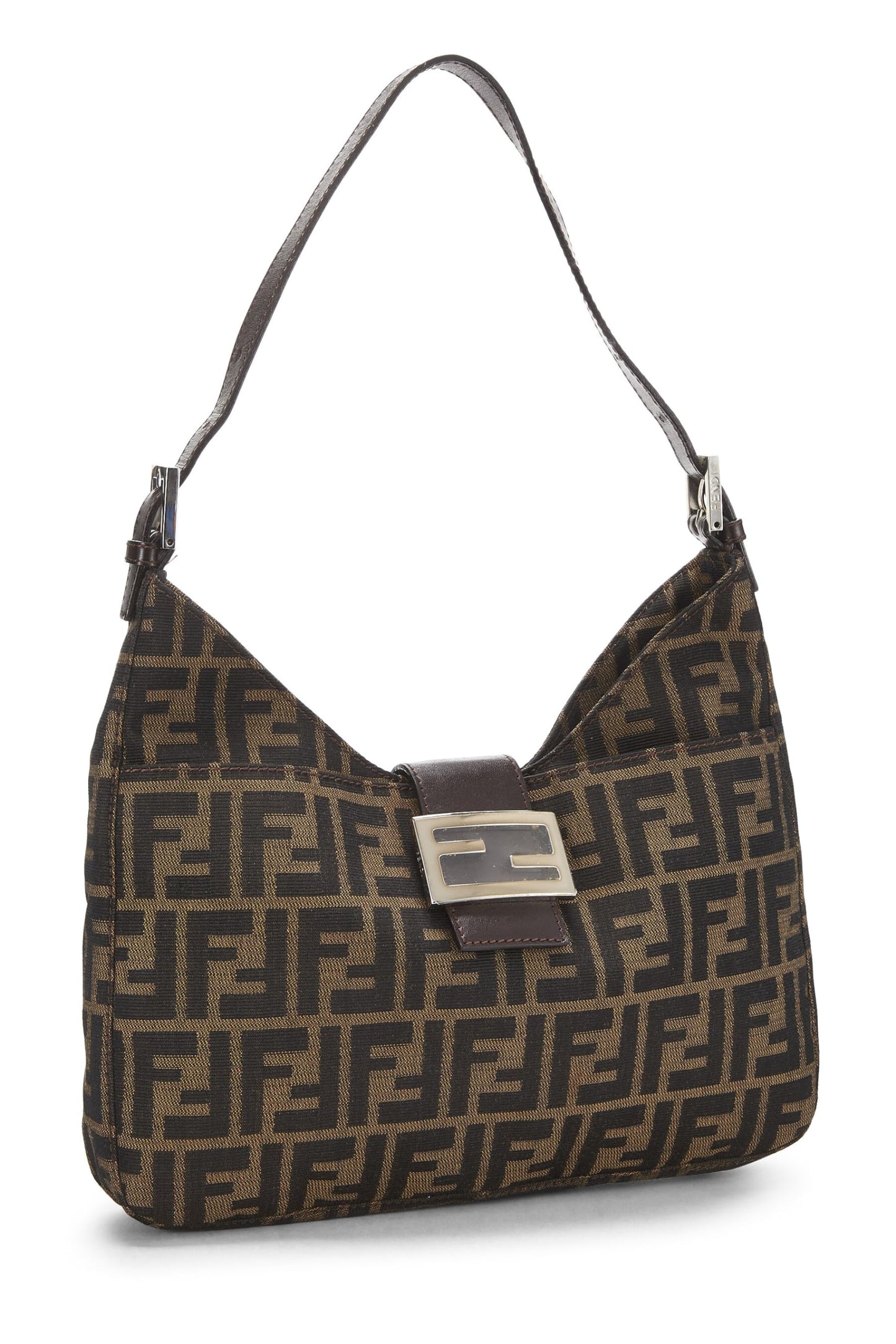 Fendi, Brown Zucca Canvas Shoulder Bag, Brown