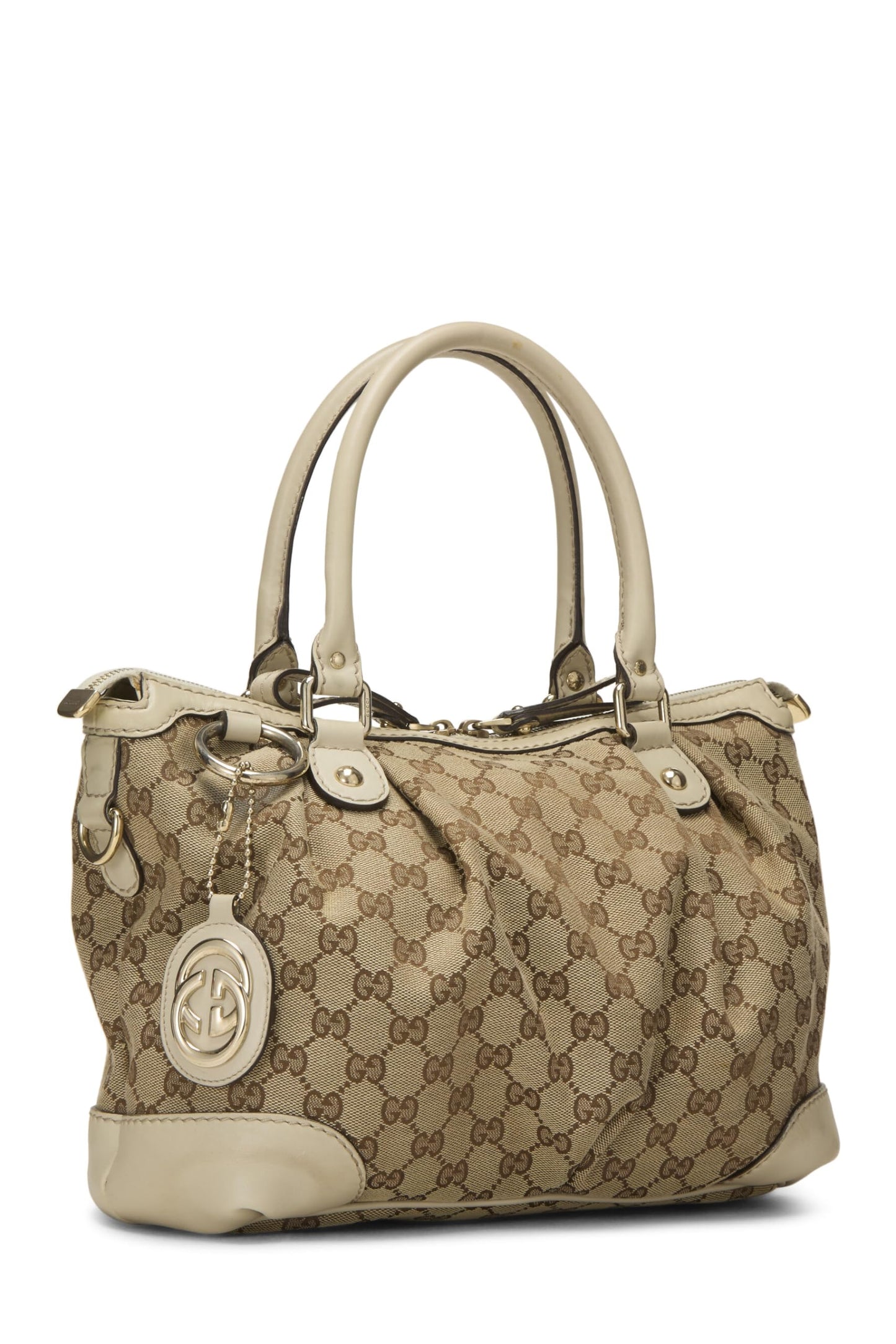 Gucci, White Original GG Canvas Zip Sukey Hobo Large, White