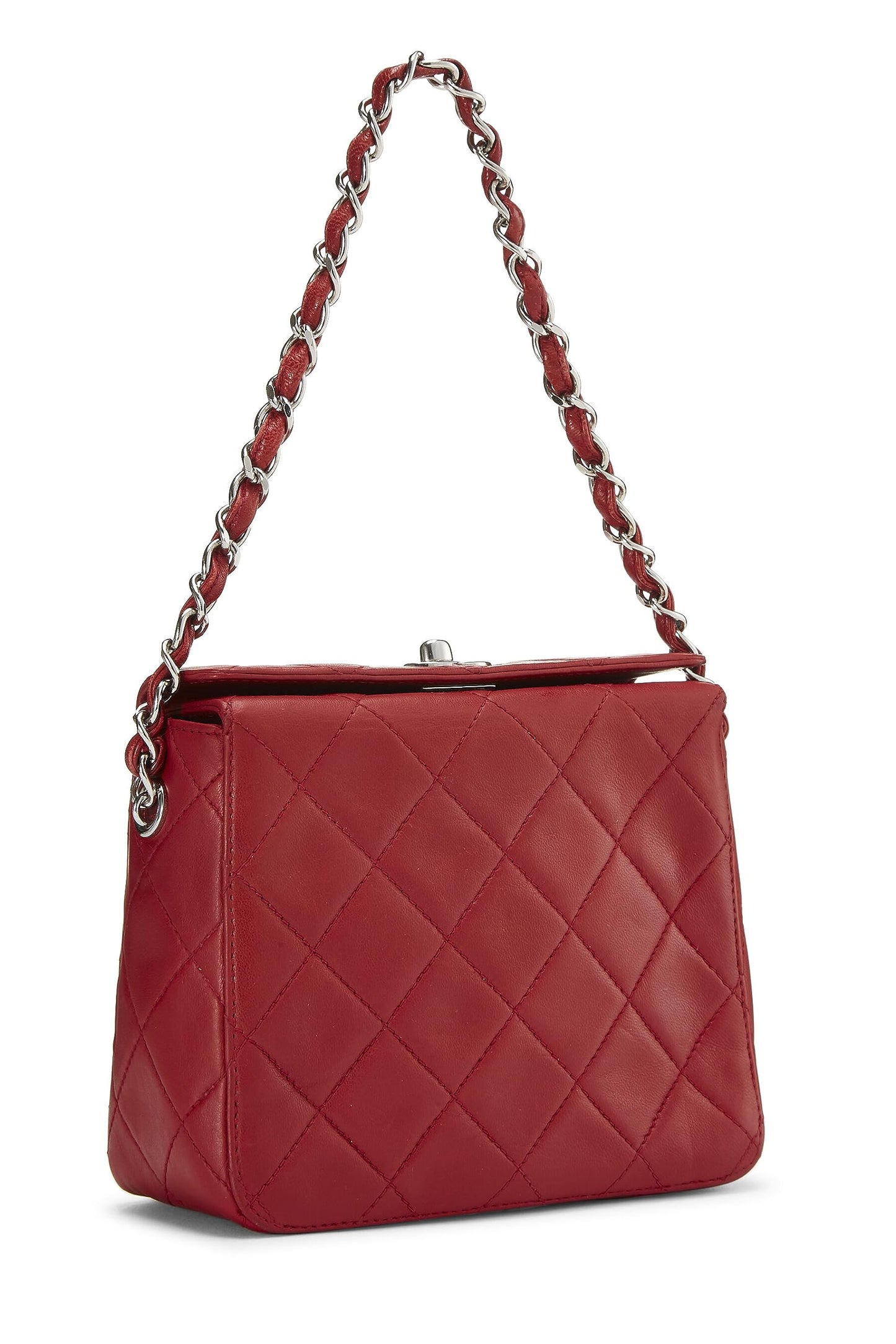 Chanel, Red Quilted Lambskin Handbag Mini, Red