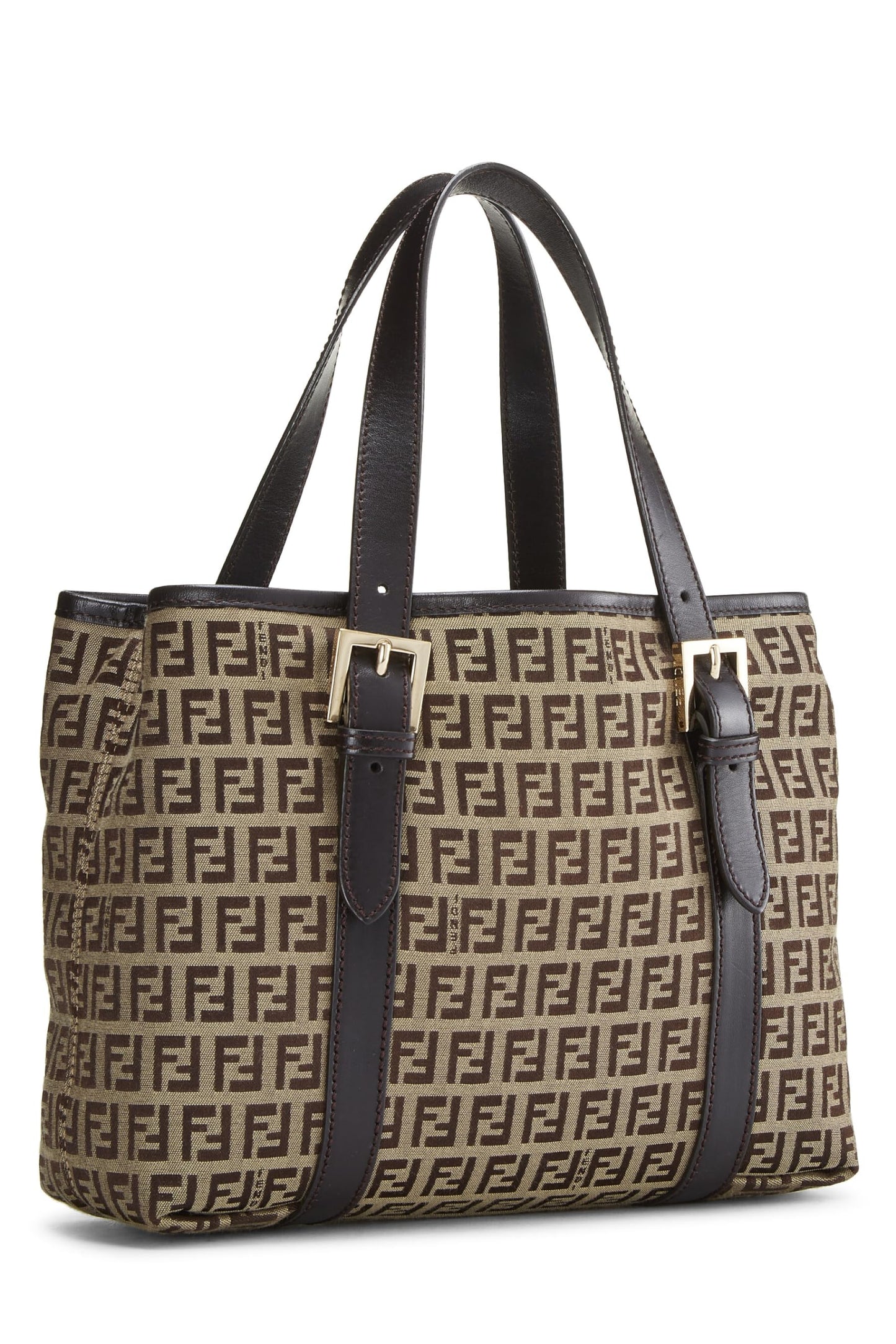 Fendi, Brown Zucchino Canvas Handbag Small, Brown