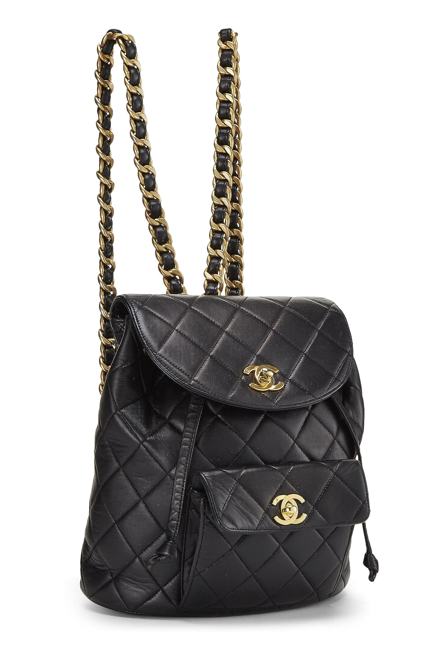 Chanel, Black Quilted Lambskin 'CC' Classic Backpack Medium, Black