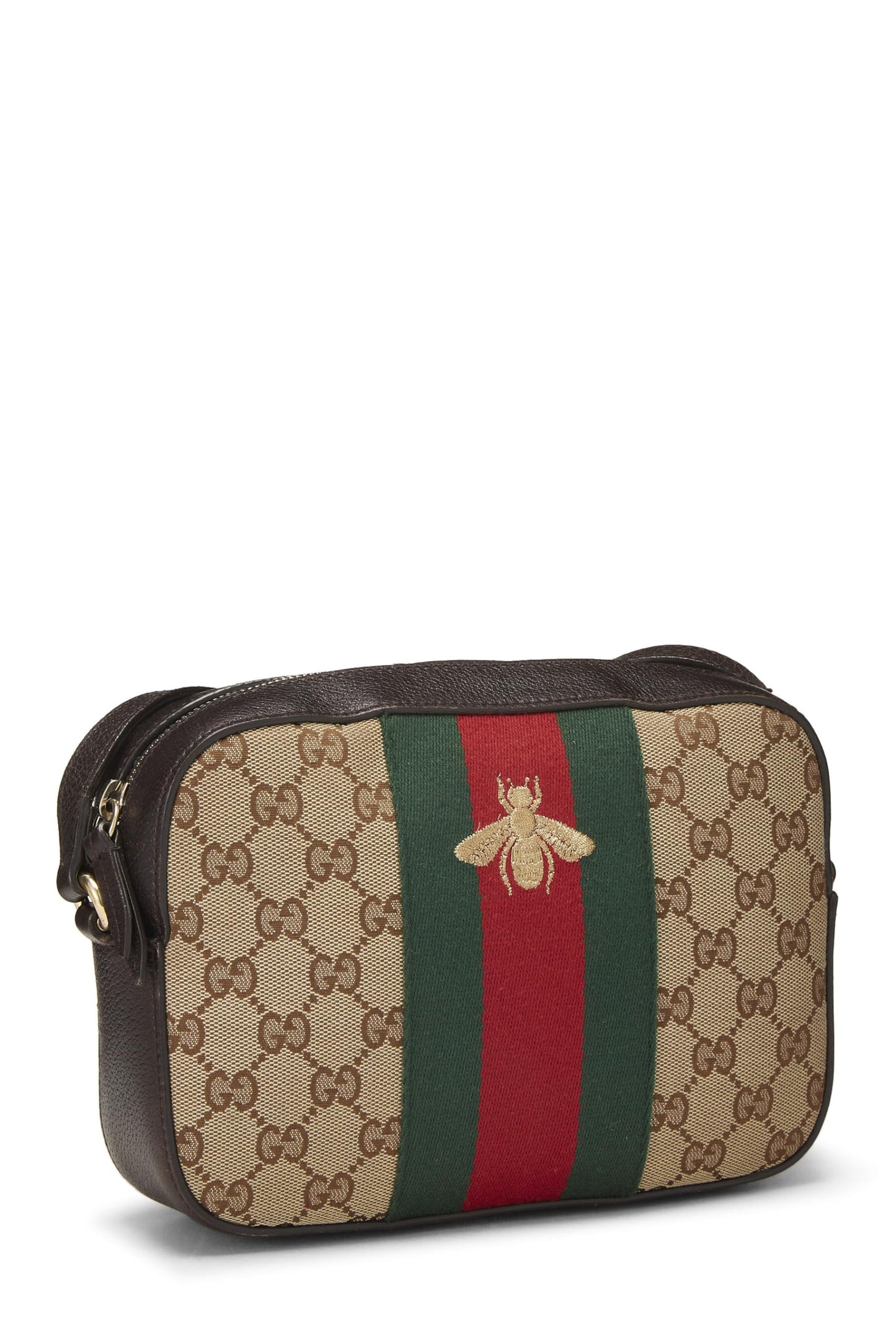 Gucci, Original GG Canvas Webby Shoulder Bag Small, Brown