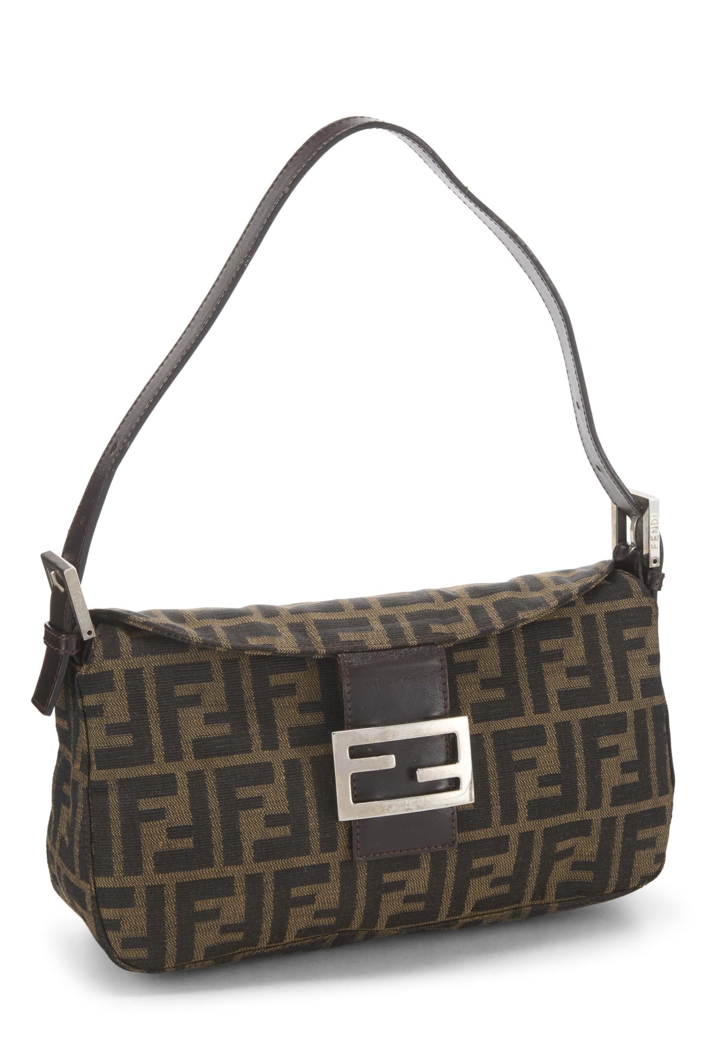 Fendi, Brown Zucca Canvas Shoulder Bag, Brown