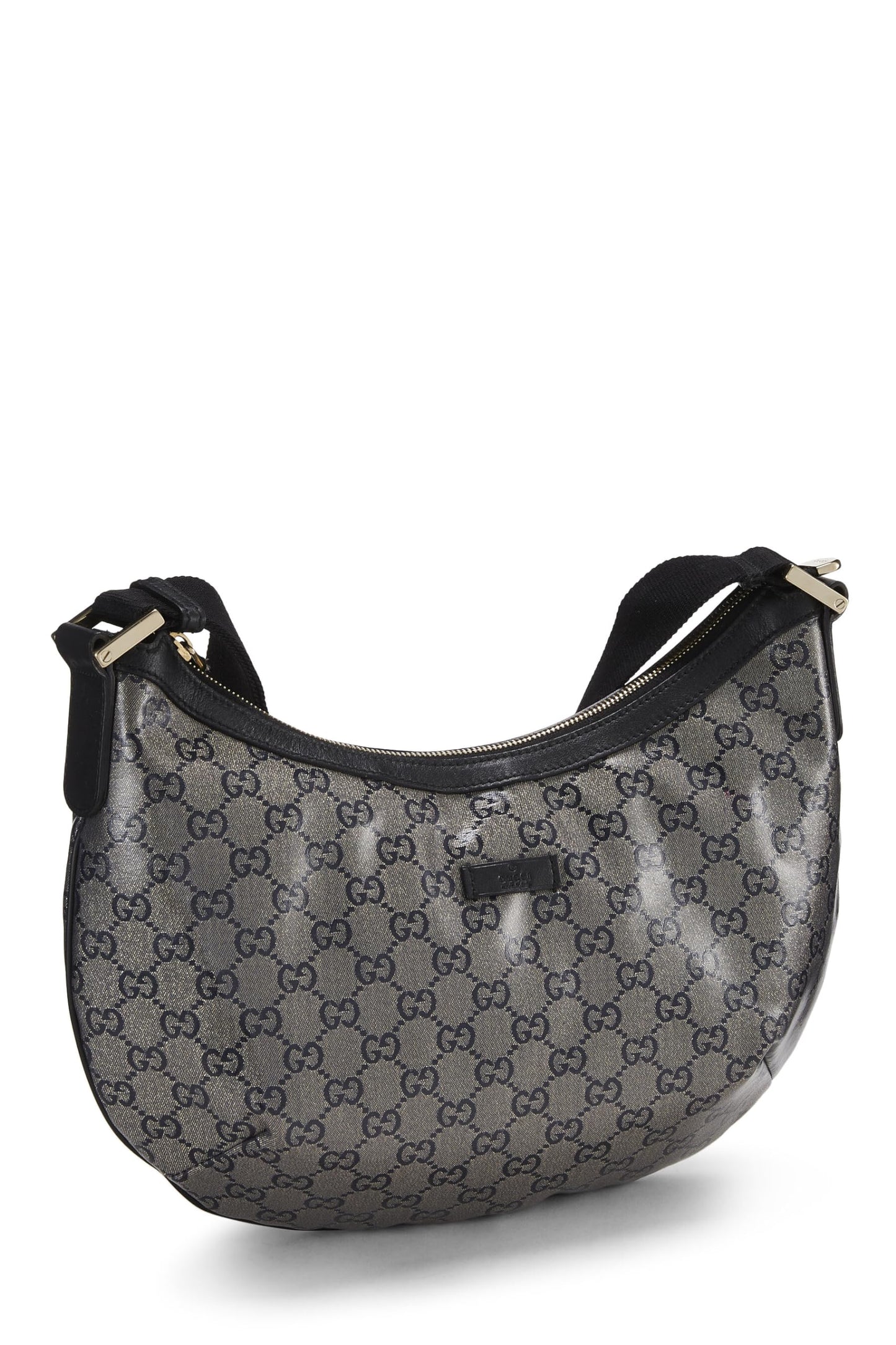 Gucci, Black Crystal Canvas Web Round Messenger Bag, Black