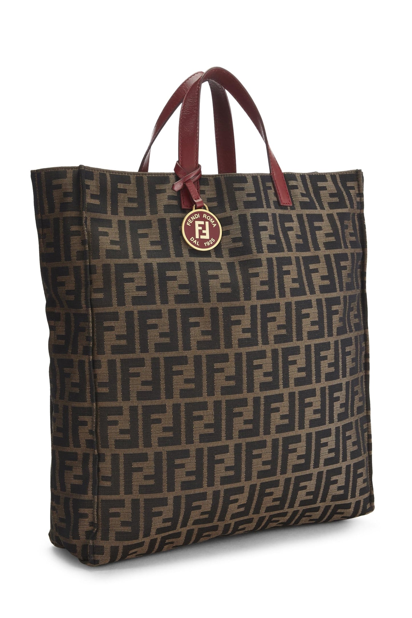 Fendi, Brown Zucca Canvas Vertical Tote Medium, Red