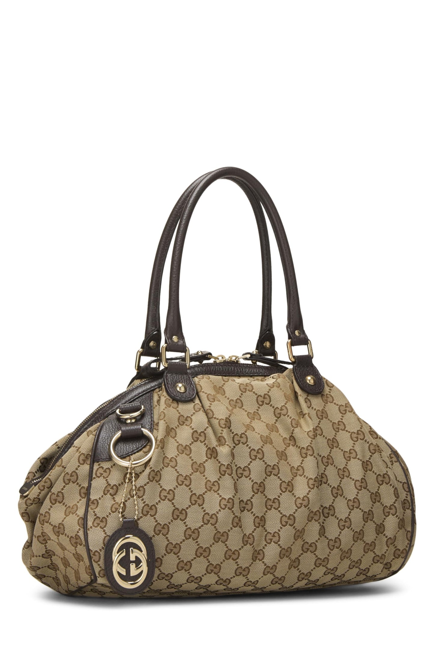 Gucci, Brown Original GG Canvas Convertible Sukey Boston Handbag, Brown