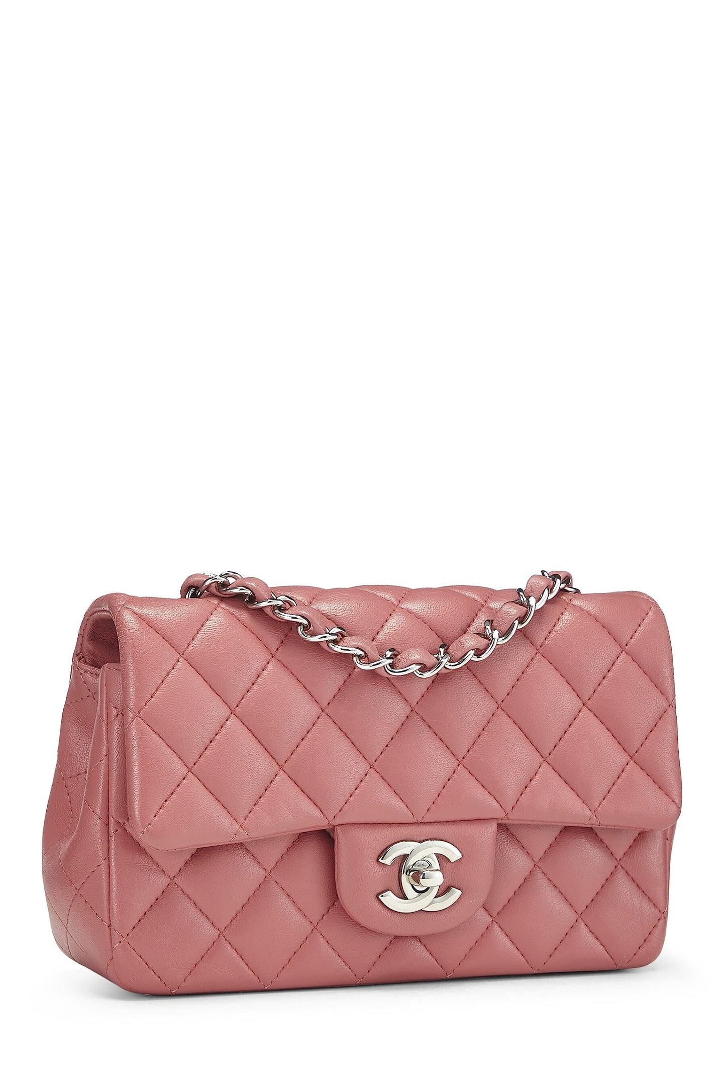 Chanel, Pink Quilted Lambskin Rectangular Flap Mini, Pink