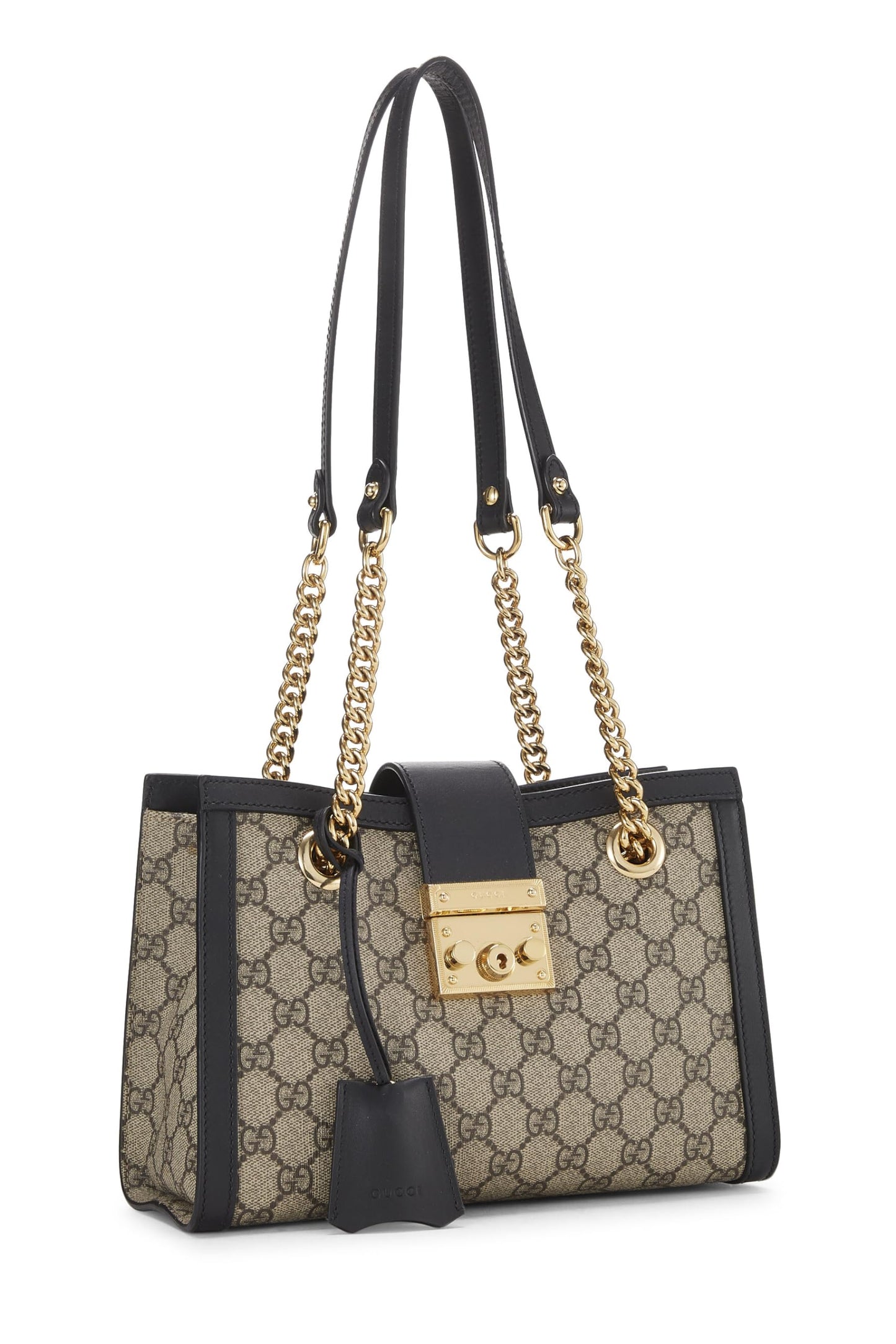 Gucci, Black Original GG Supreme Canvas Padlock Tote Small, Black