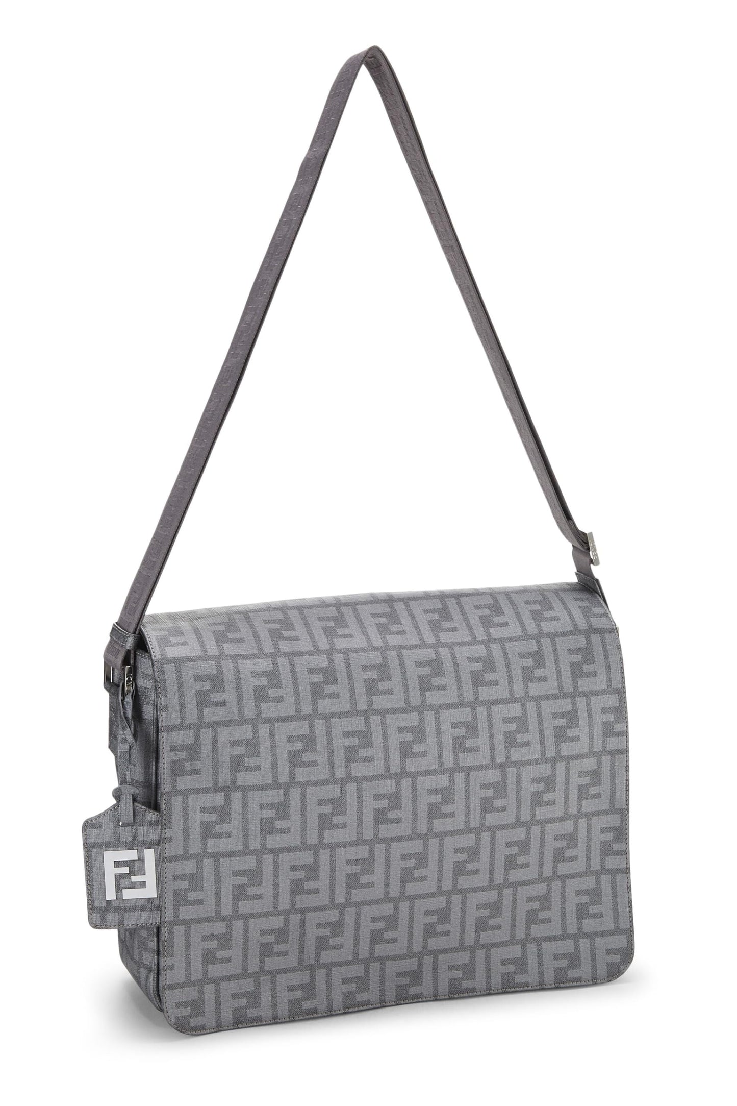 Fendi, Grey Zucca Coated Canvas Messenger Large, Grey