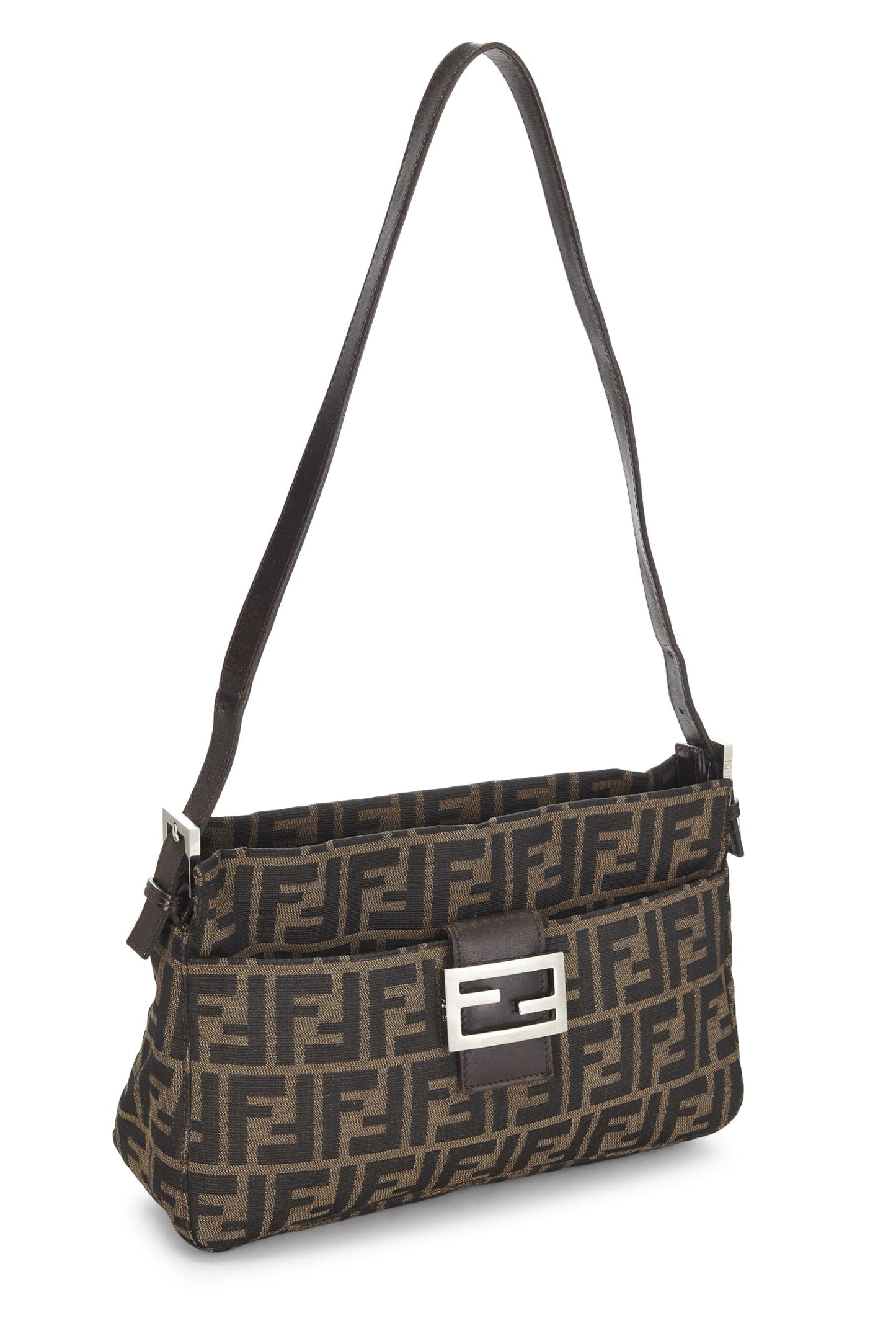 Fendi, Brown Zucca Canvas Shoulder Bag, Brown