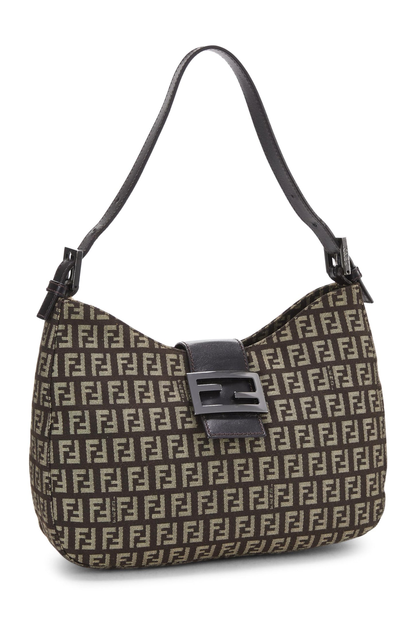 Fendi, Brown Zucchino Canvas Shoulder Bag, Brown