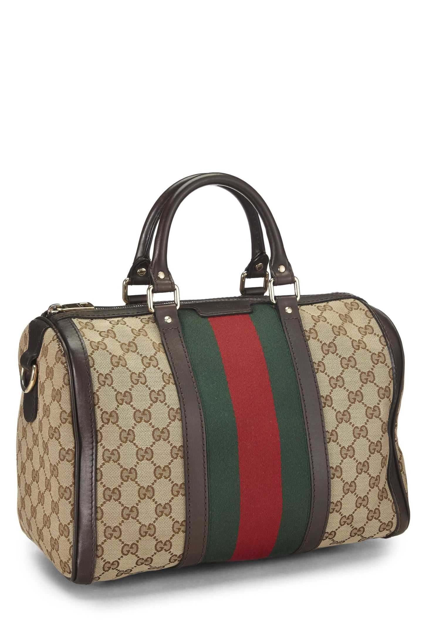 Gucci, Original GG Canvas Web Boston Bag, Brown