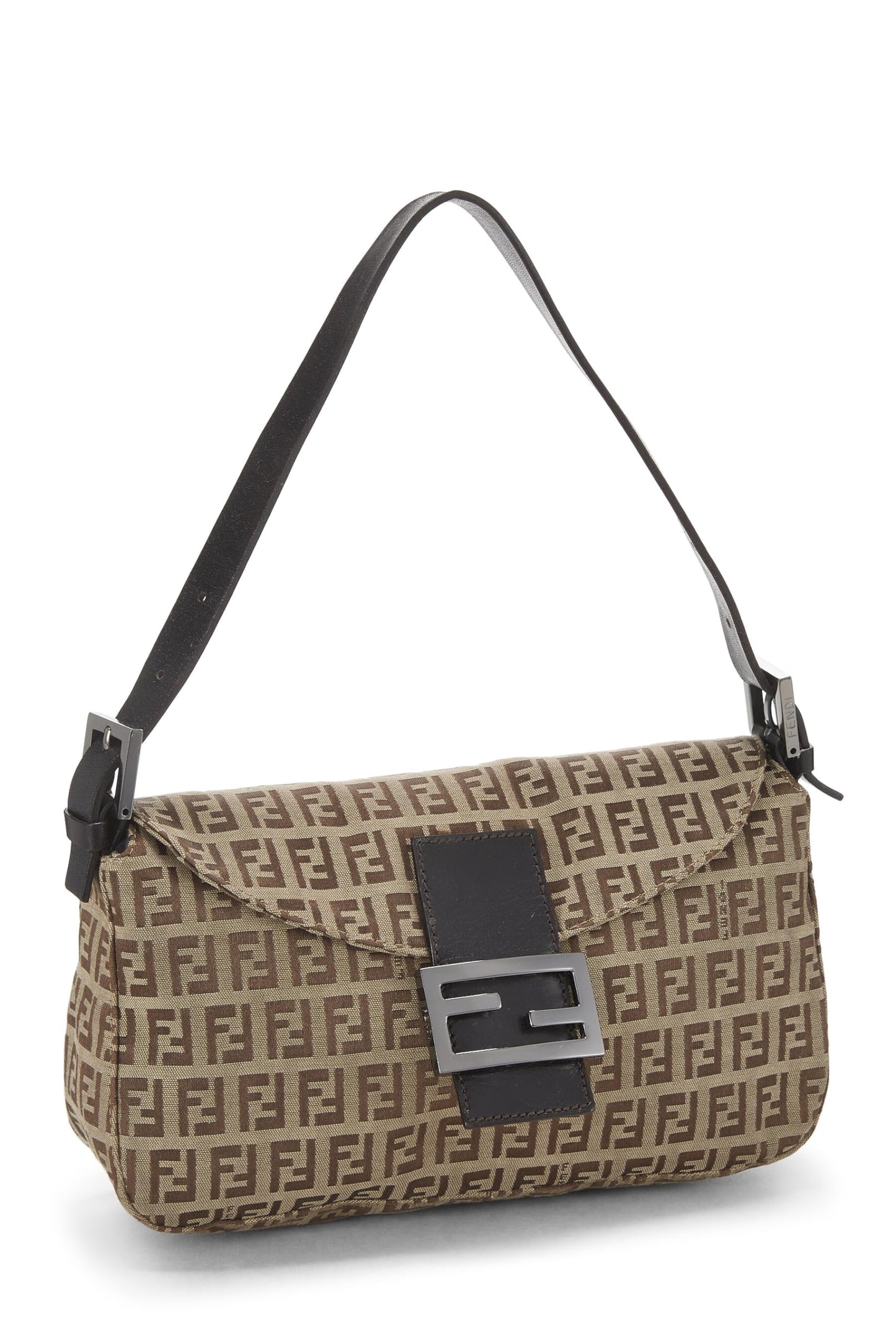 Fendi, Brown Zucchino Canvas Shoulder Bag, Brown