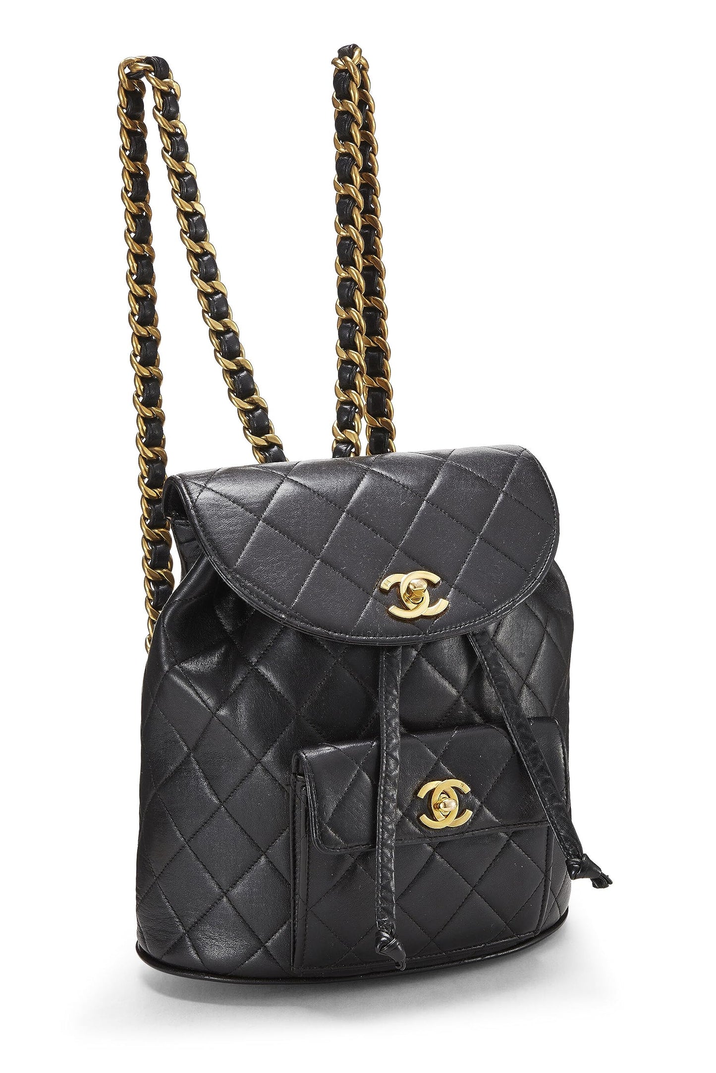 Chanel, Black Quilted Lambskin 'CC' Classic Backpack Medium, Black