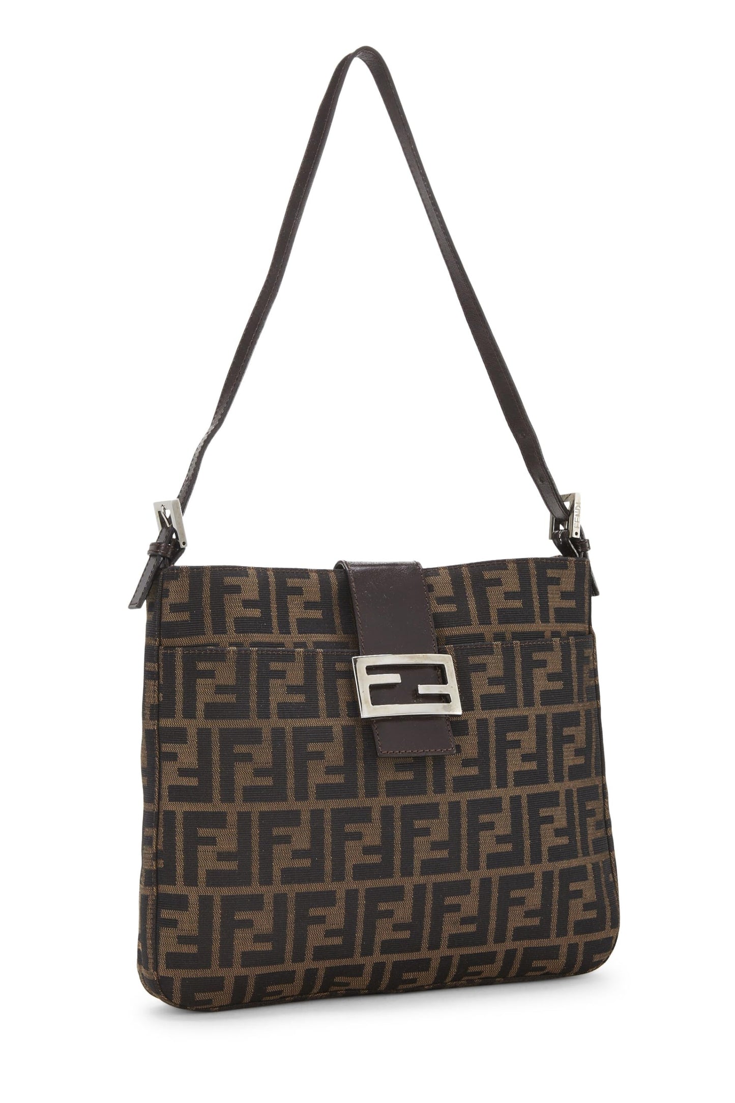 Fendi, Brown Zucca Canvas Shoulder Bag, Brown