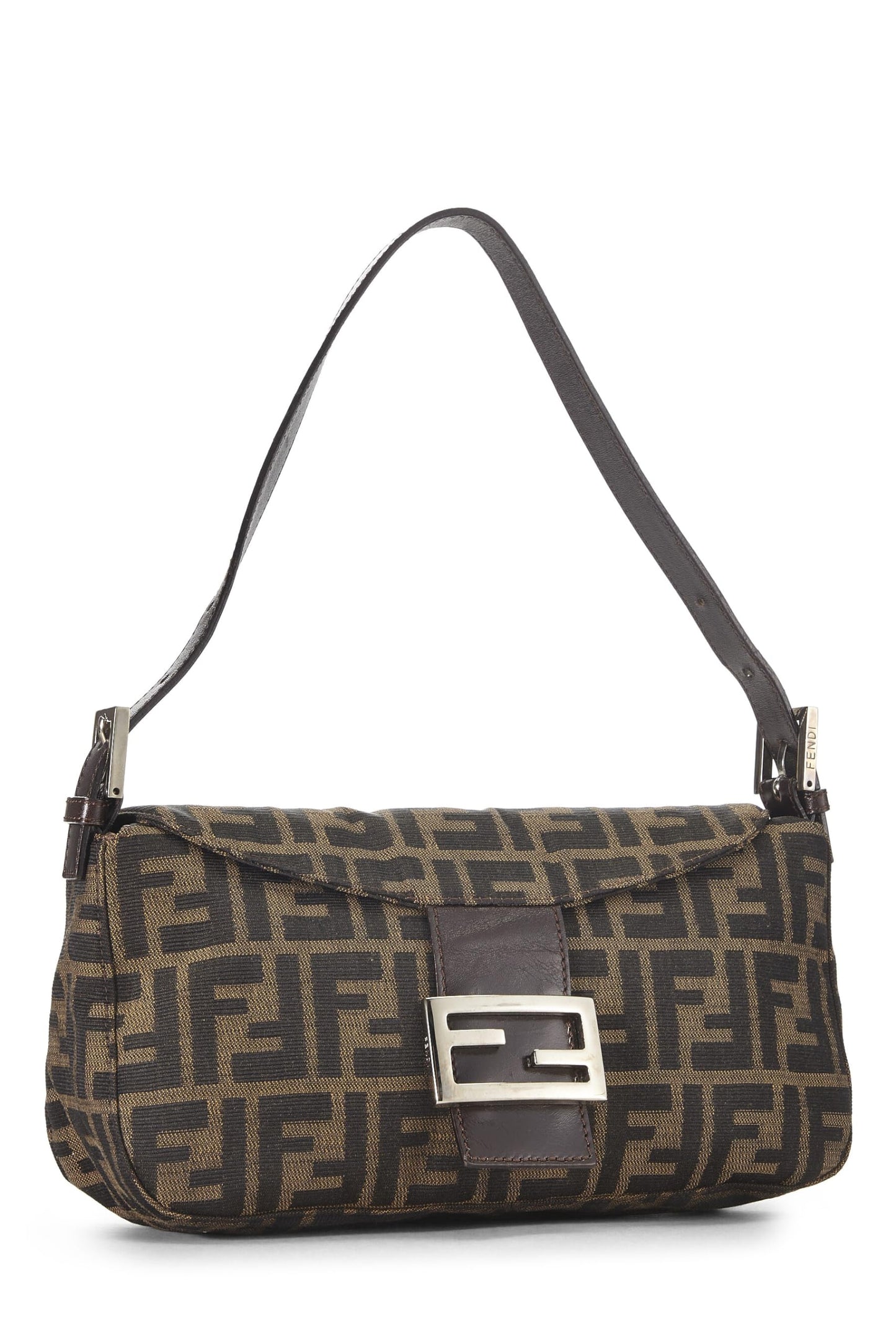 Fendi, Brown Zucca Canvas Shoulder Bag, Brown