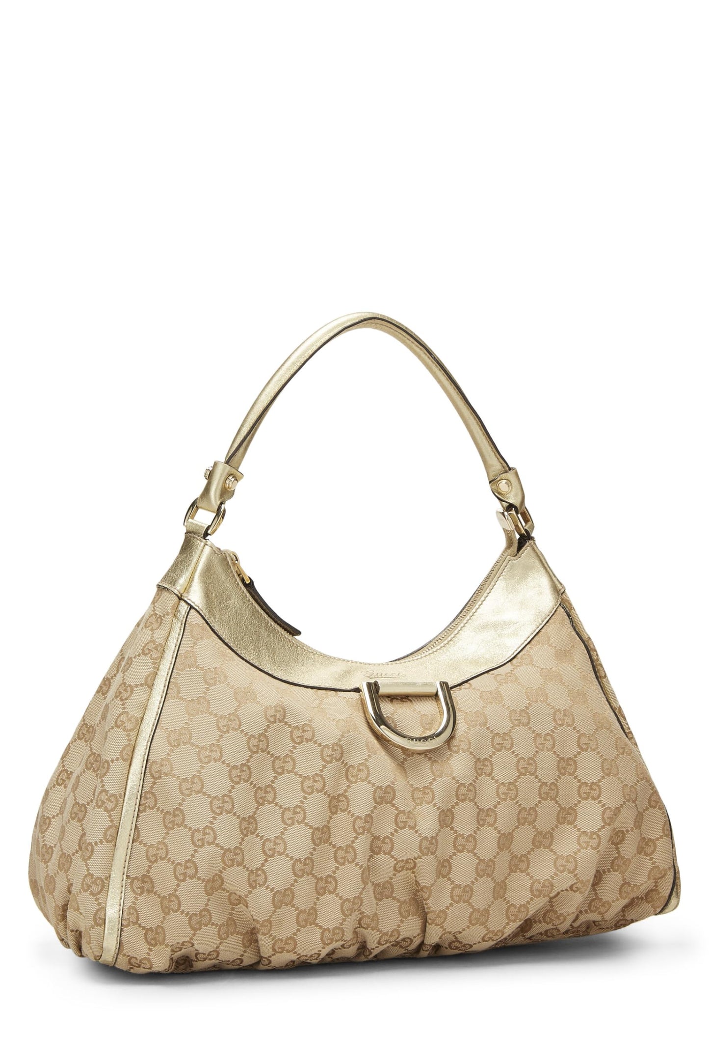 Gucci, Gold Original GG Canvas D-Ring Abbey Shoulder Bag, Gold
