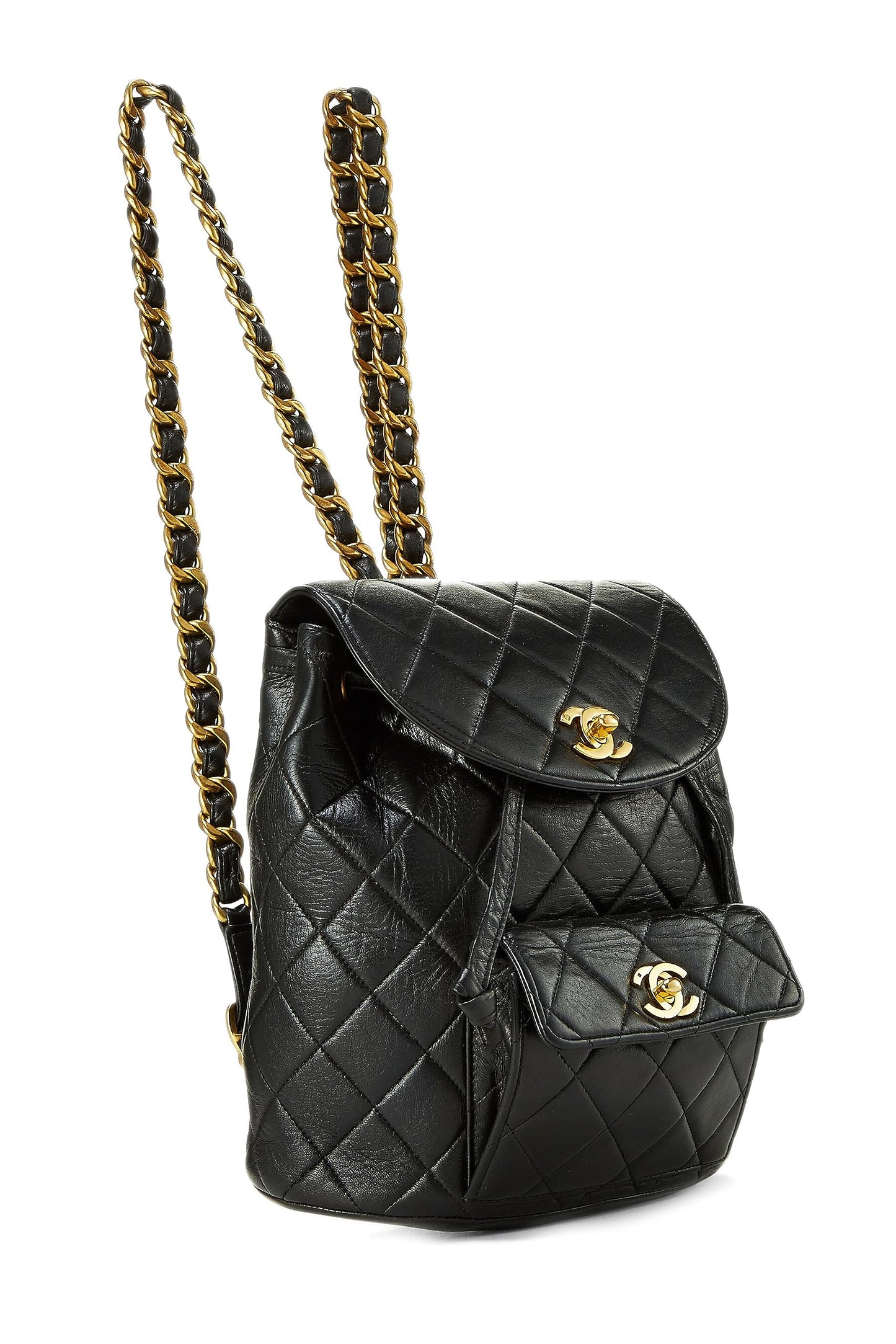 Chanel, Black Quilted Lambskin 'CC' Classic Backpack Medium, Black
