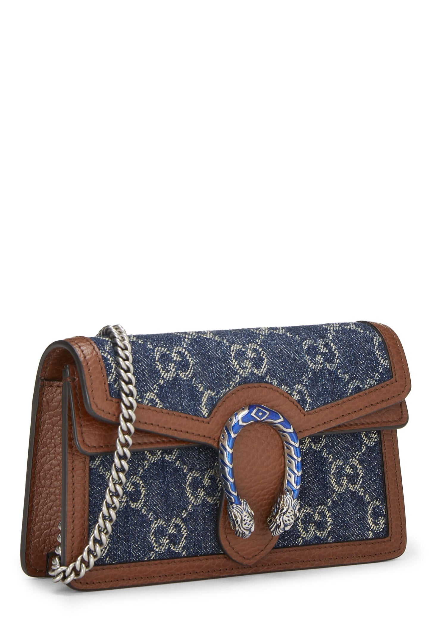 Gucci, Blue Denim Dionysus Shoulder Bag Super Mini, Blue