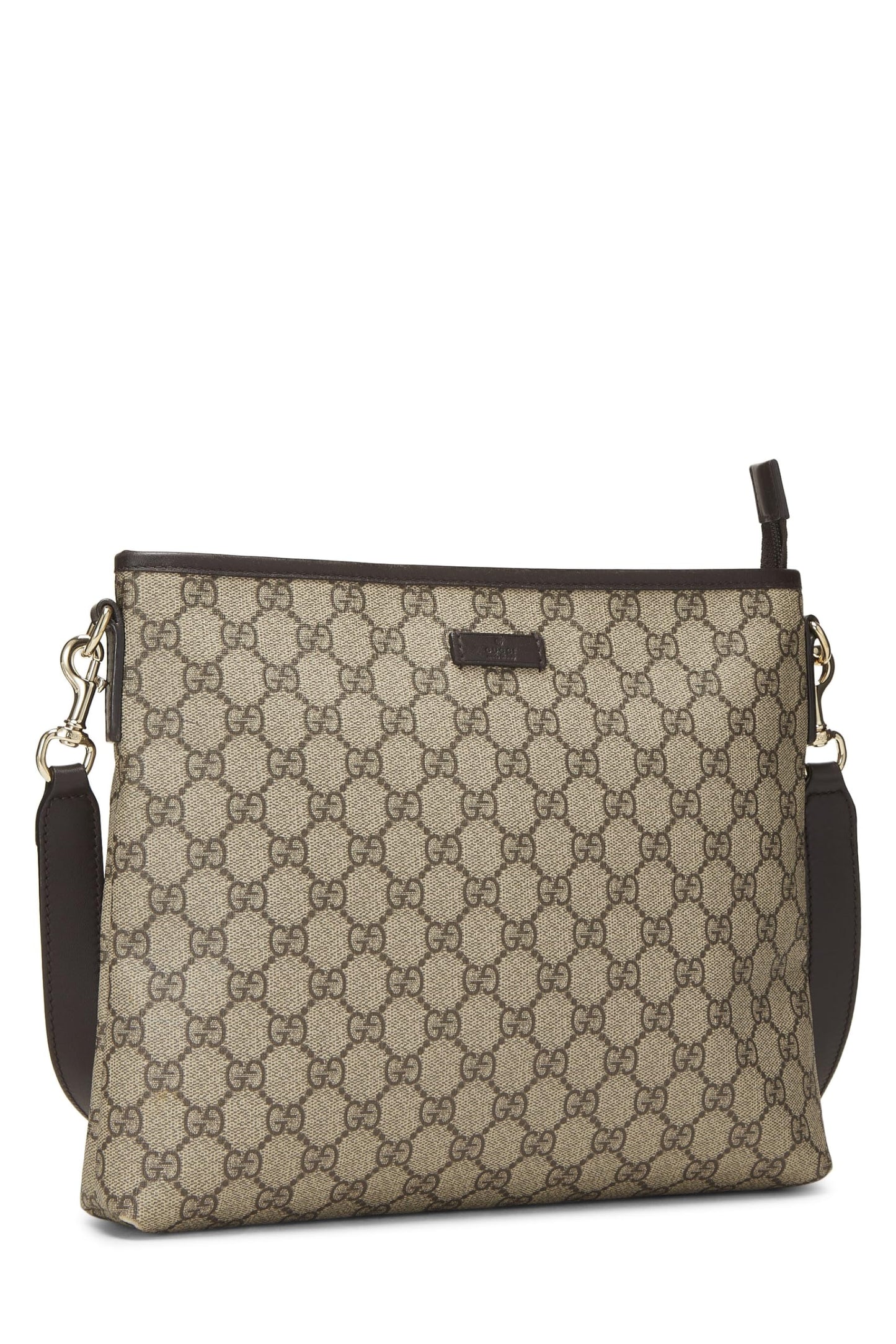Gucci, Brown Original GG Supreme Canvas Zip Flat Messenger, Brown