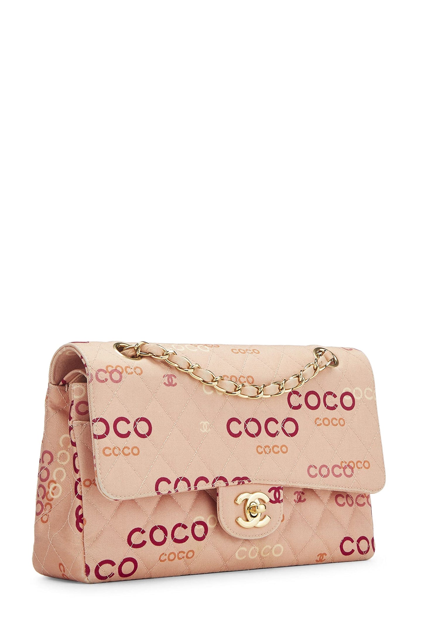Chanel, Pink Quilted Canvas Coco Classic Double Flap Medium, Pink