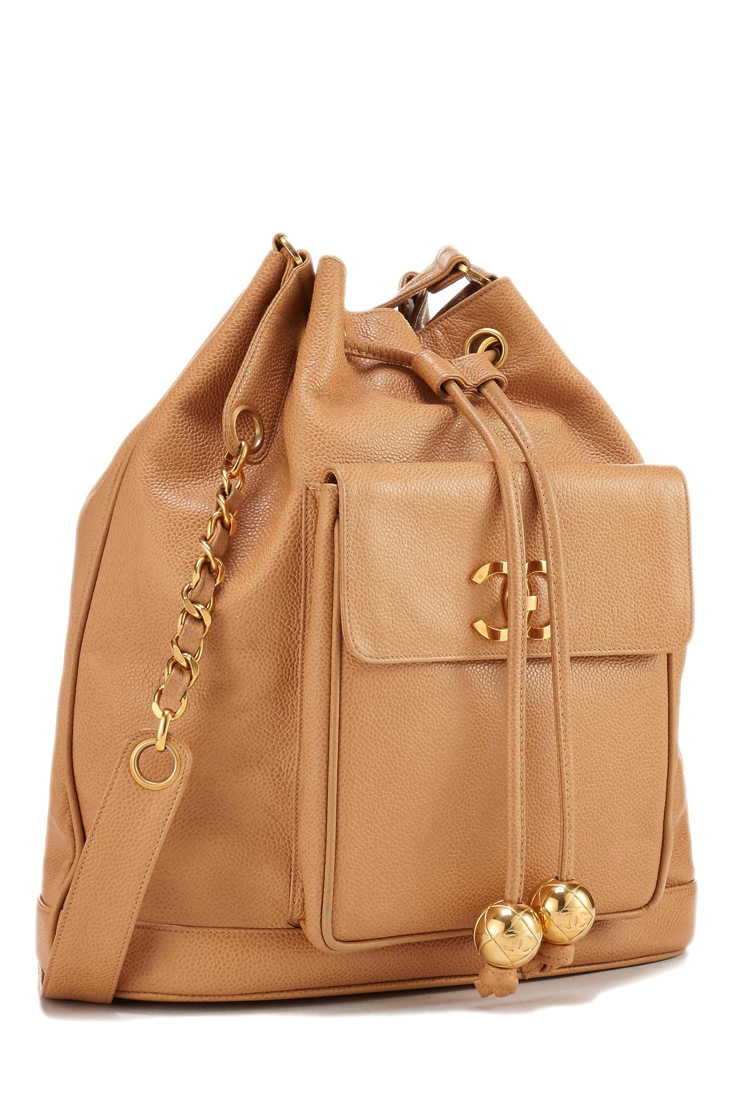 Chanel, Beige Caviar Bucket Bag Large, Beige