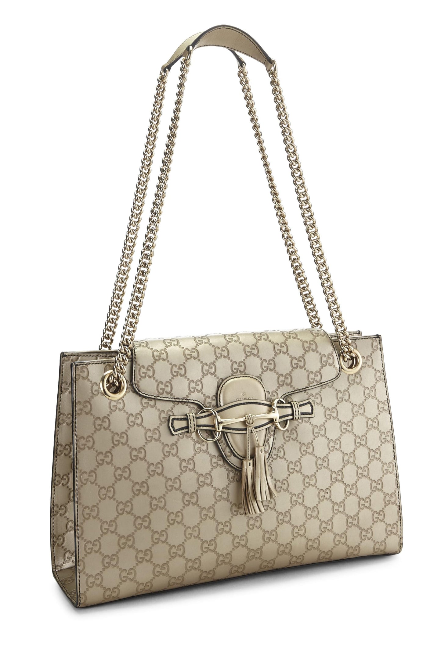 Gucci, Gold Guccissima Leather Emily Chain Shoulder Bag, Gold