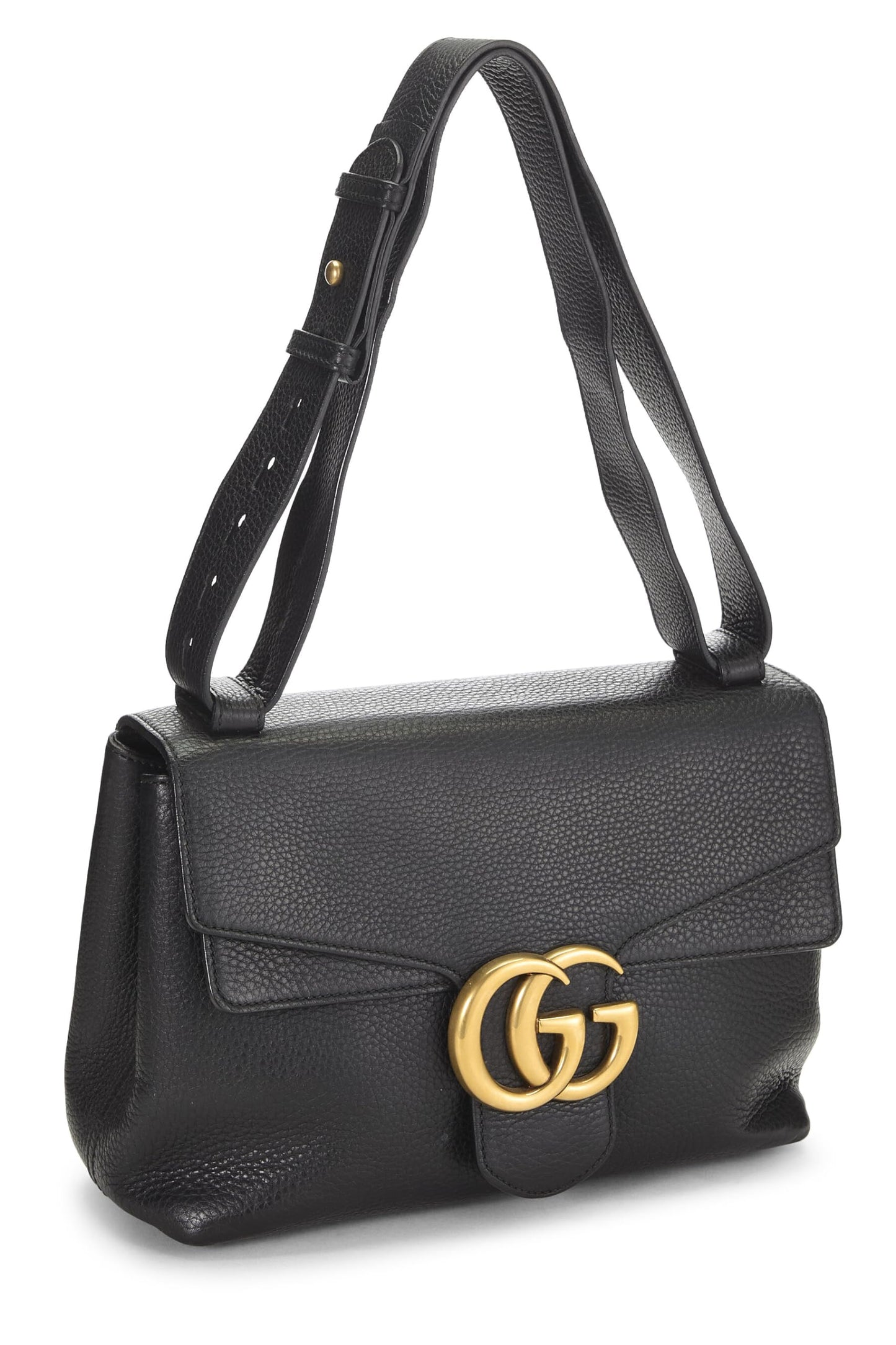 Gucci, Black Leather GG Marmont Shoulder Bag, Black