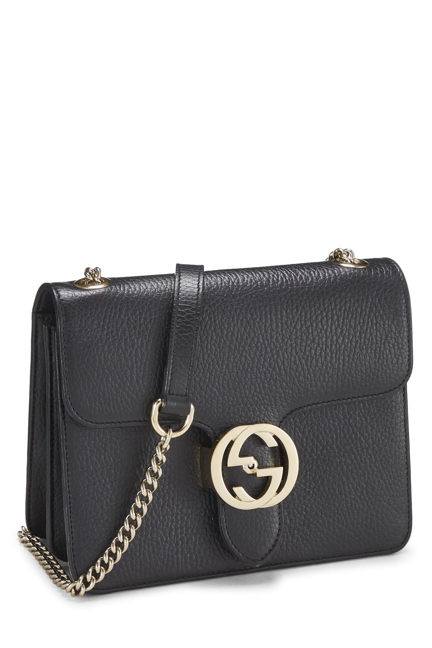 Gucci, Black Leather Interlocking Crossbody Small, Black