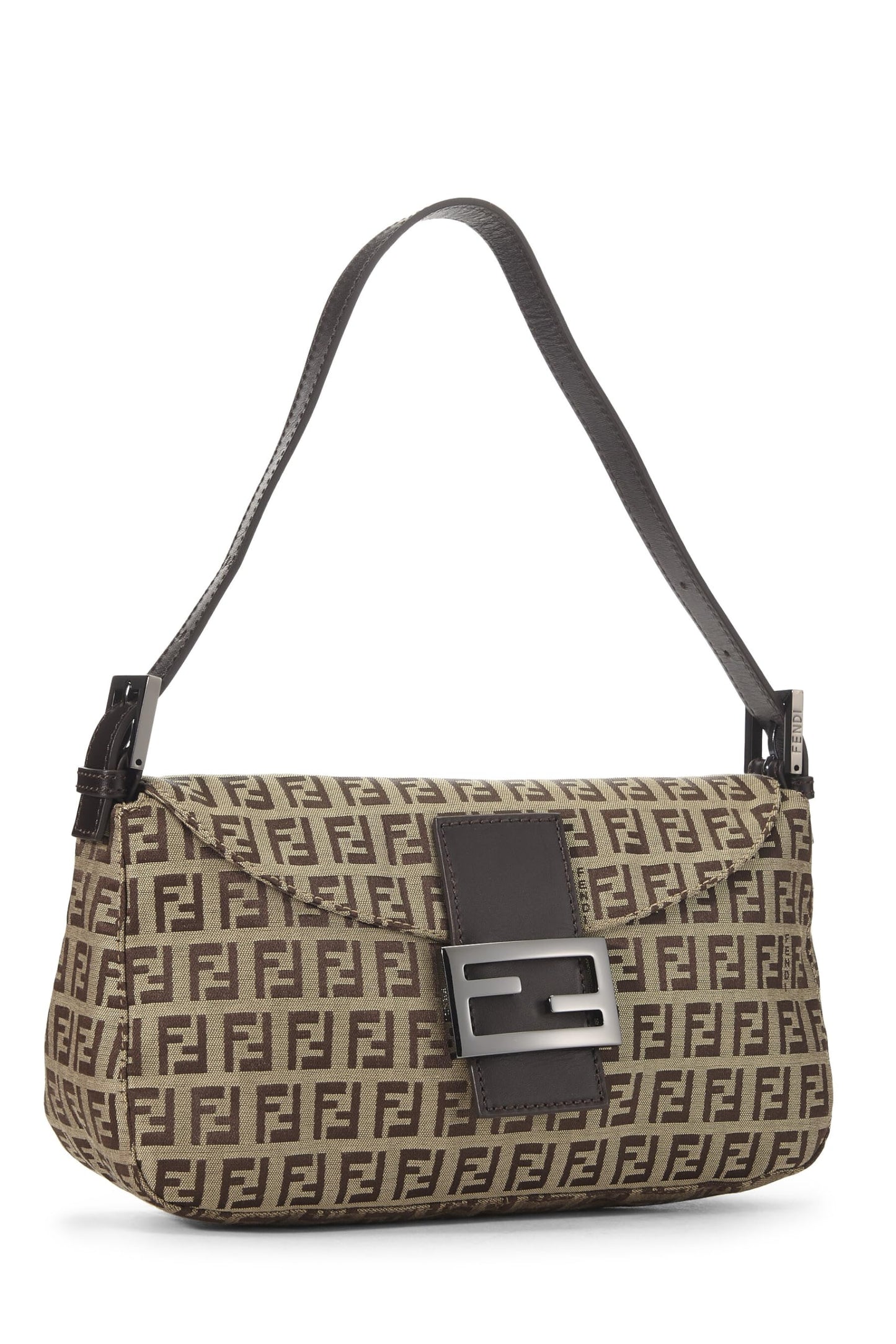 Fendi, Beige Zucchino Canvas Shoulder Bag, Brown