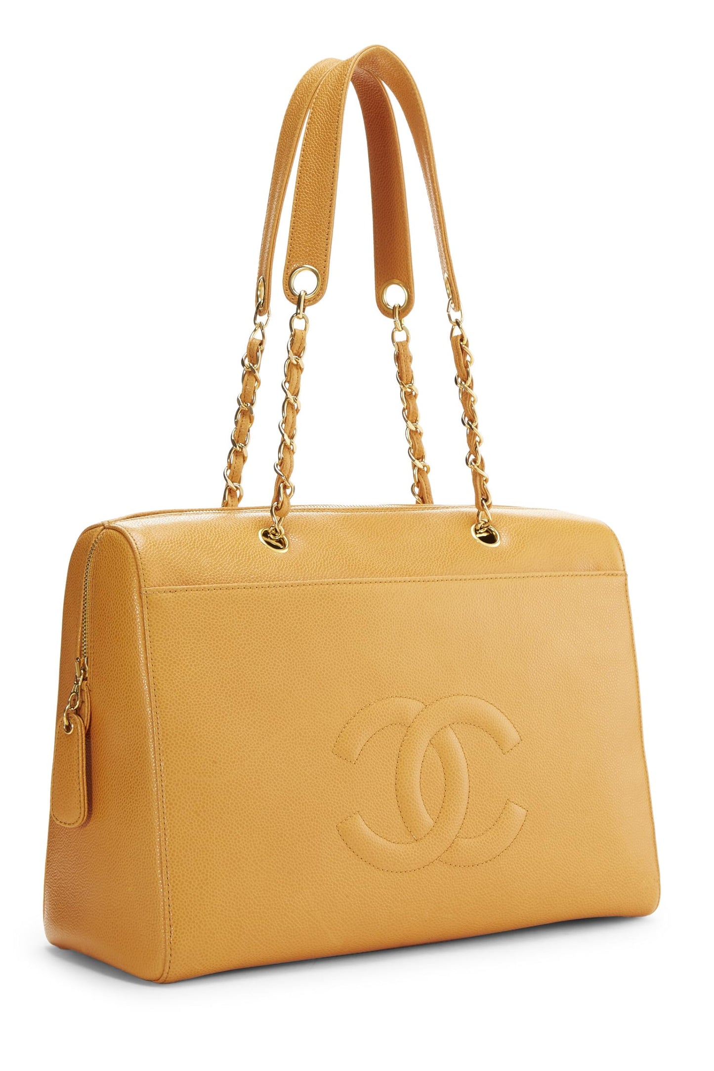 Chanel, Orange Caviar Zip Tote Small, Orange