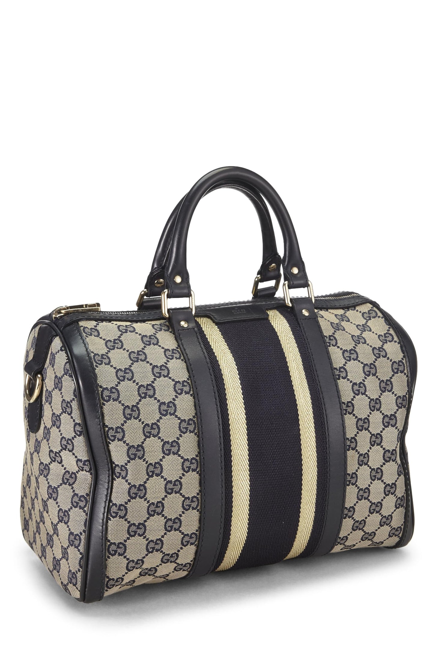 Gucci, Blue Original GG Canvas Web Boston Handbag, Blue