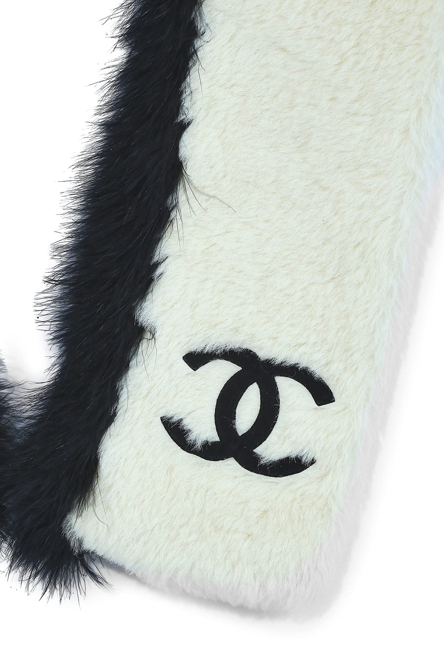 Chanel, Cream & Black Faux Fur Scarf, Multi
