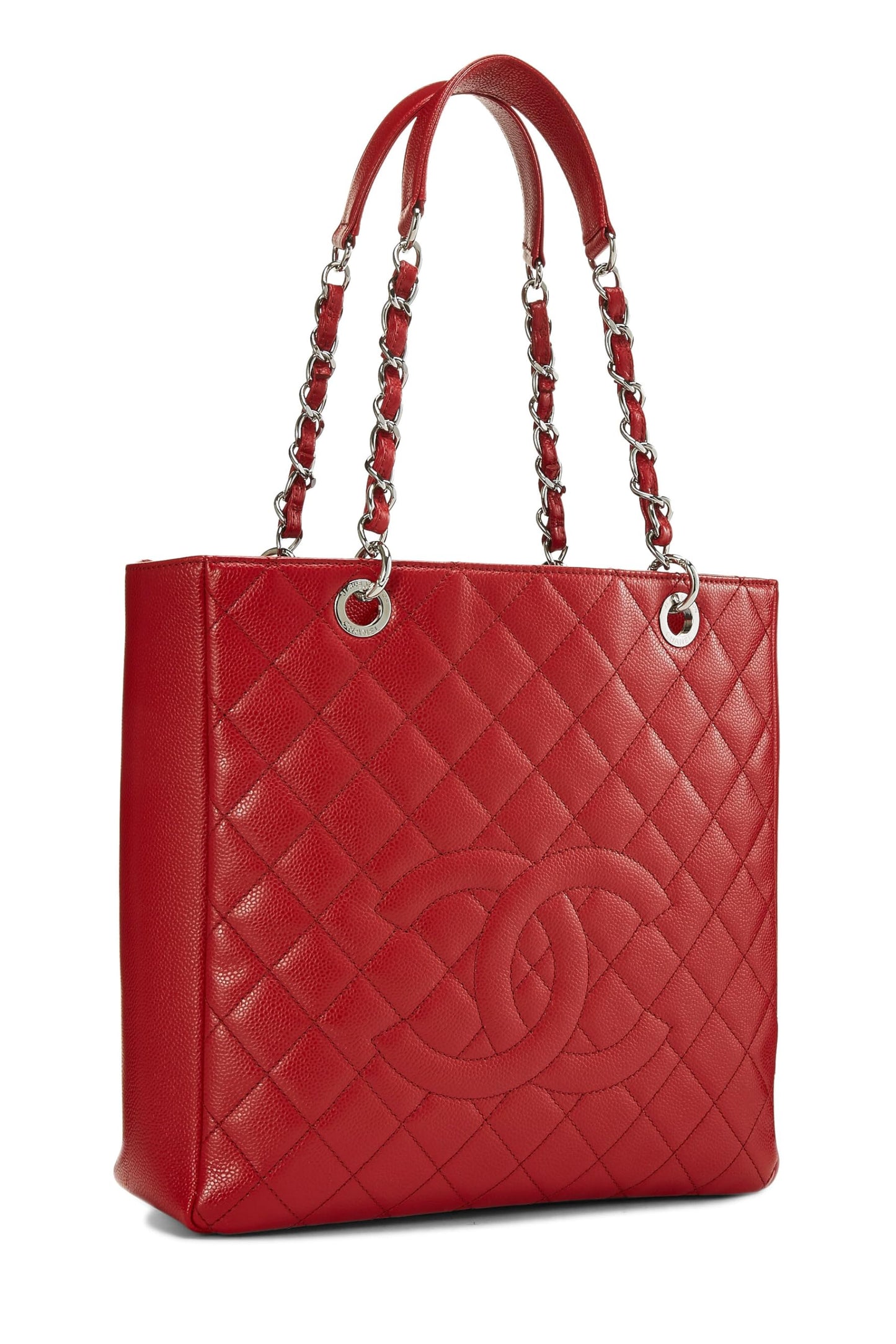 Chanel, Red Quilted Caviar Petite Shopping Tote (PST) XL, Red