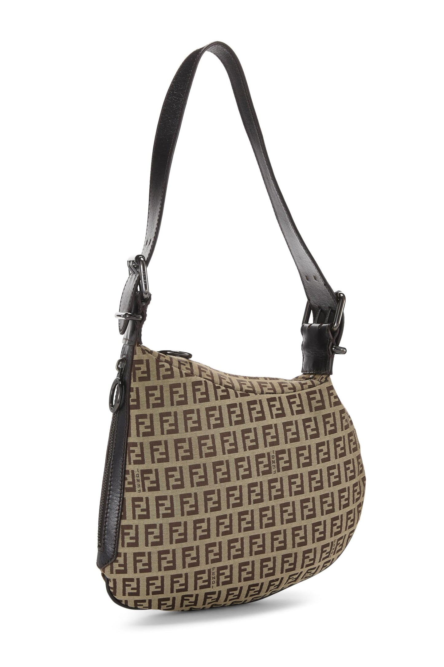 Fendi, Brown Zucchino Canvas Shoulder Bag, Brown