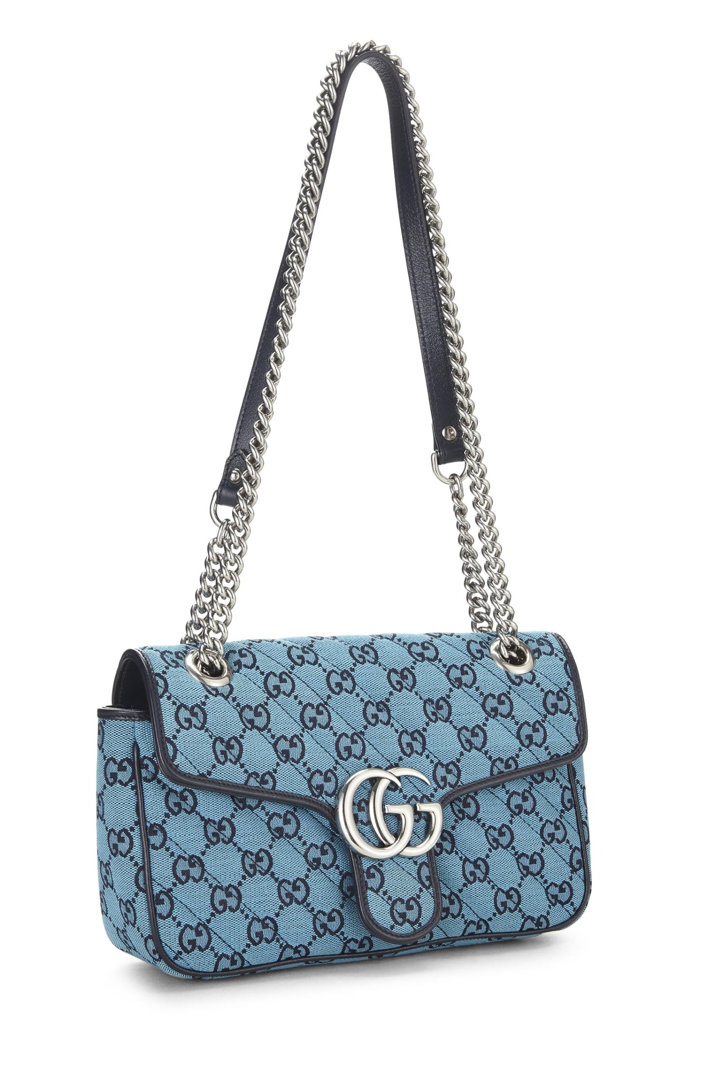 Gucci, Blue GG Canvas Marmont Shoulder Bag Small, Blue