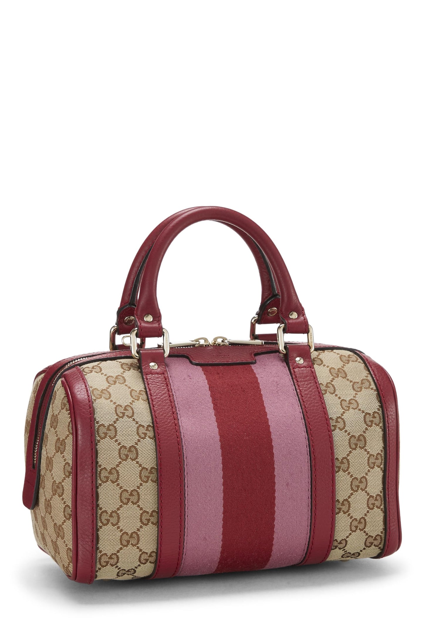 Gucci, Red Original GG Canvas Web Boston Bag Small, Red