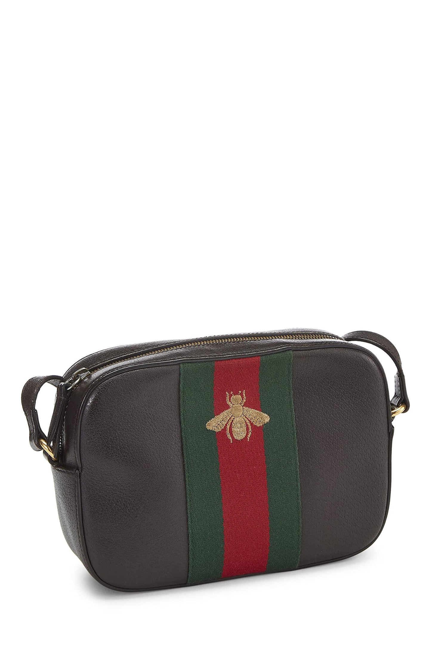 Gucci, Black Leather Webby Shoulder Bag Small, Black