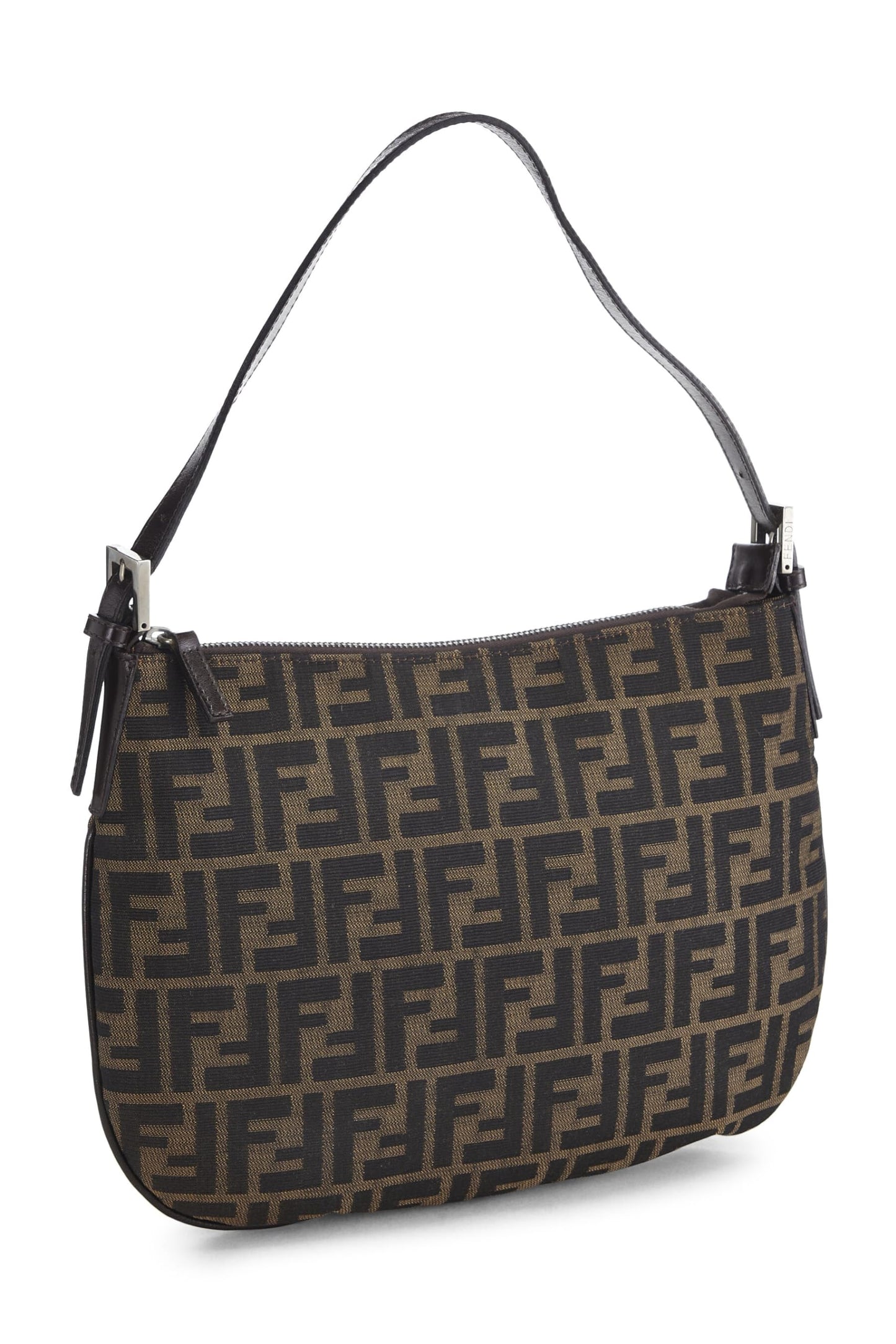 Fendi, Brown Zucca Canvas Shoulder Bag, Brown