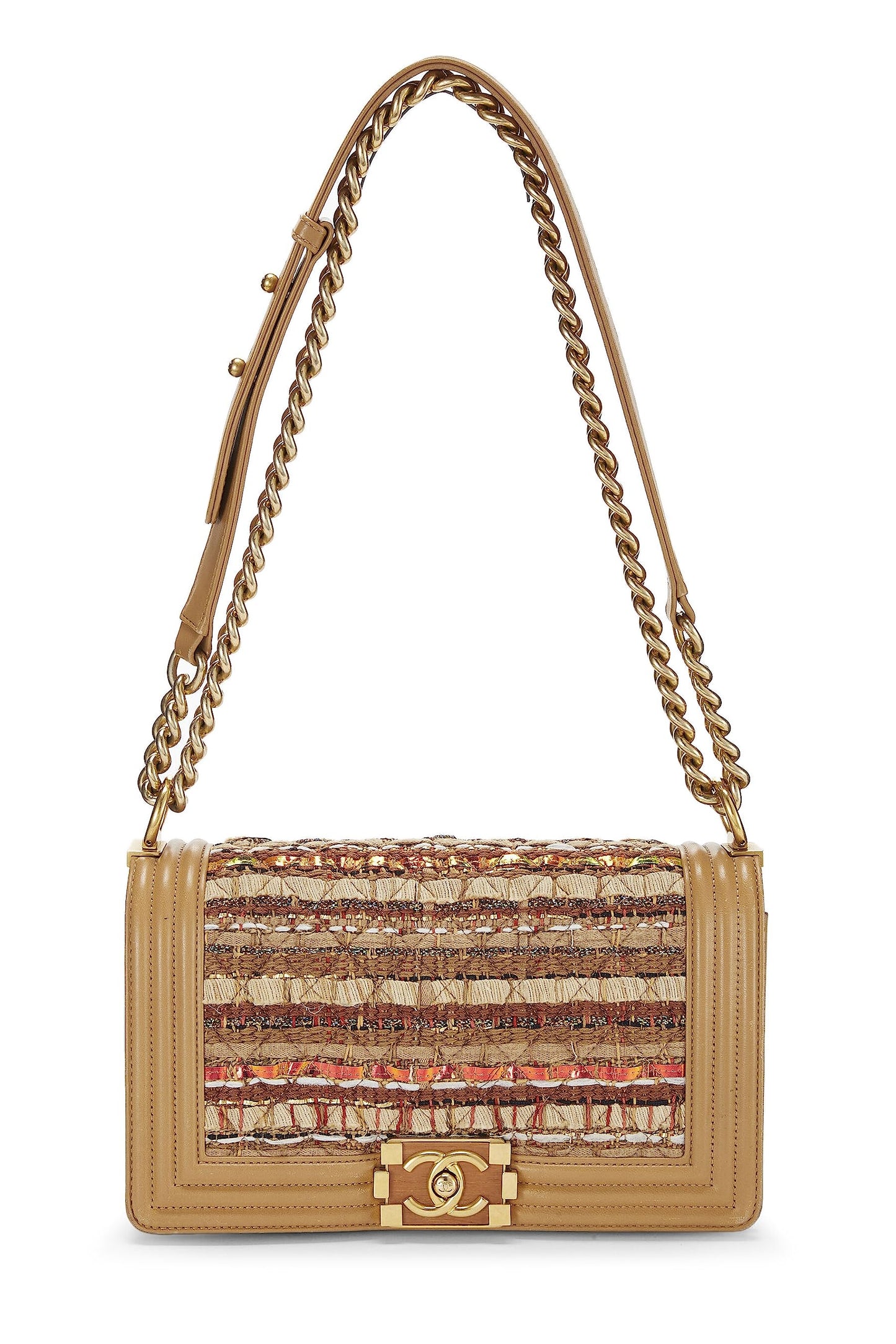 Chanel, Beige Tweed Boy Bag Medium, Beige