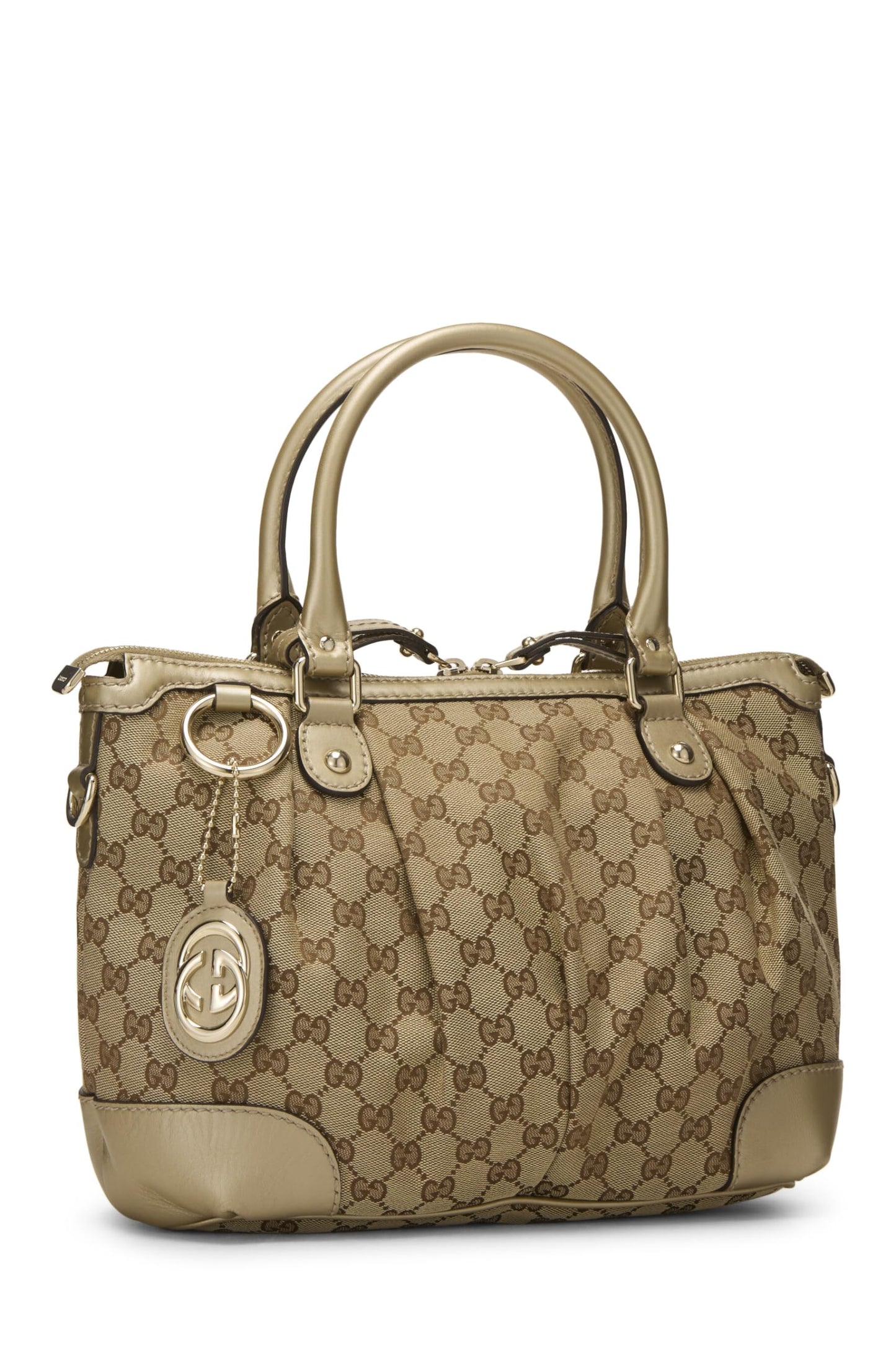 Gucci, Gold Original GG Canvas Sukey Zip Handbag, Gold