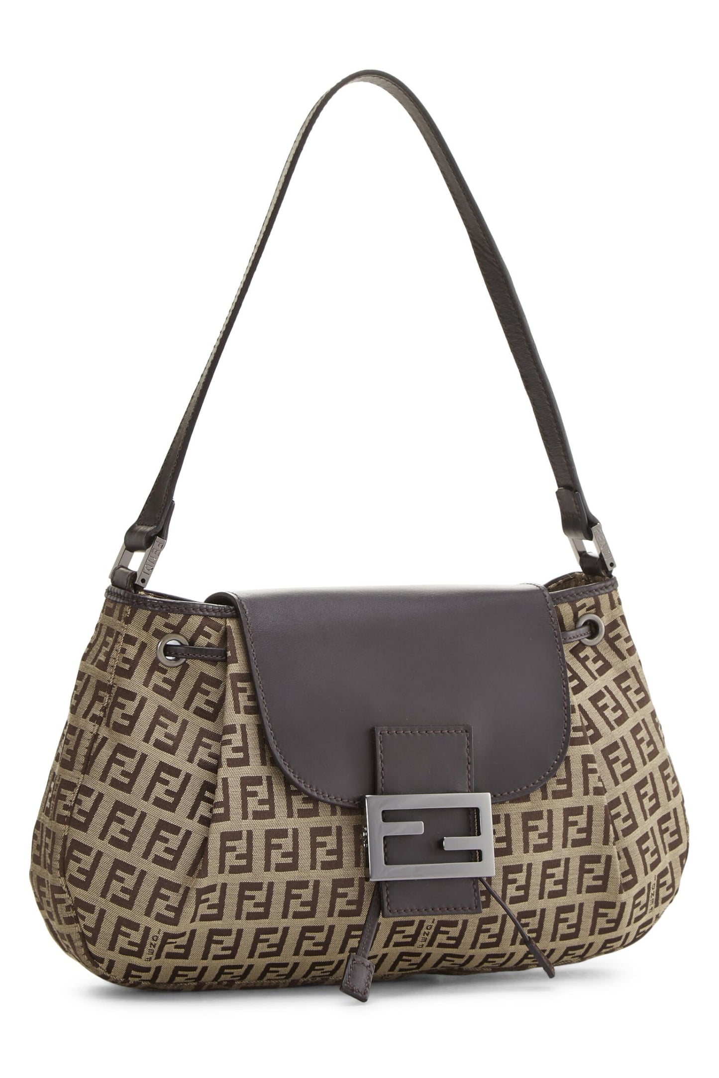 Fendi, Brown Zucchino Canvas Shoulder Bag, Brown