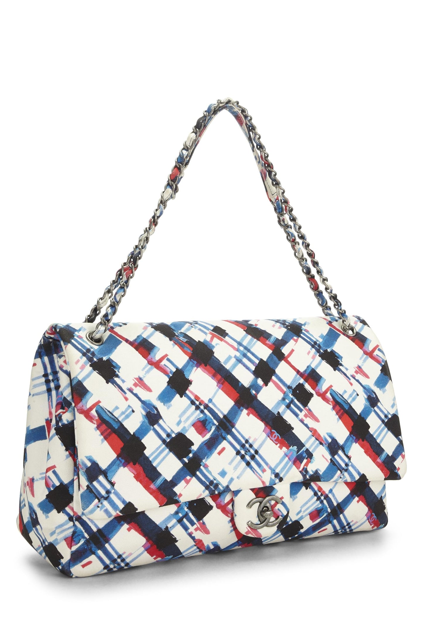 Chanel, Multicolor Plaid Canvas Airplane Flap Bag XXL, Multi