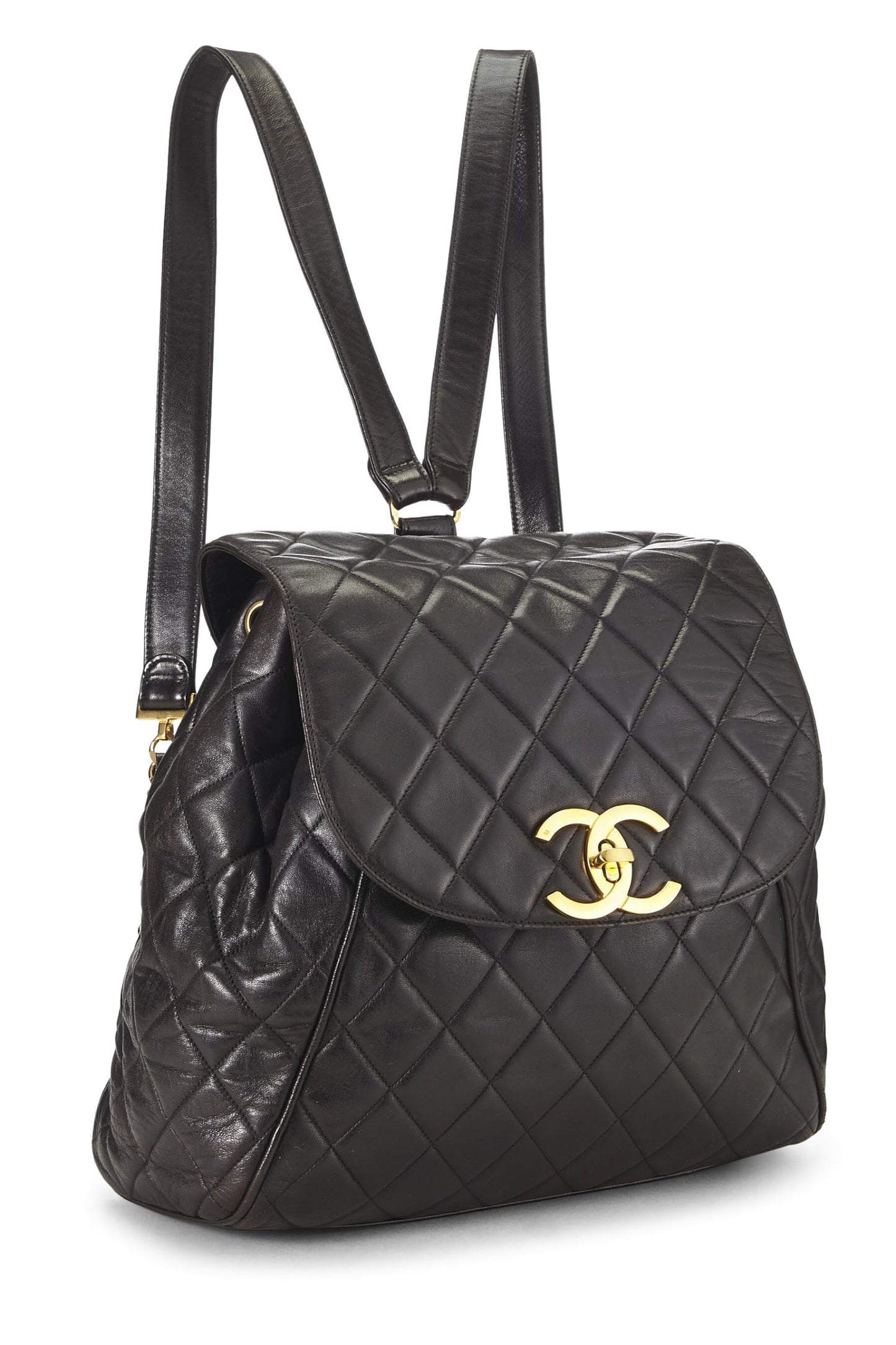 Chanel, Black Quilted Lambskin Backpack Large, Black